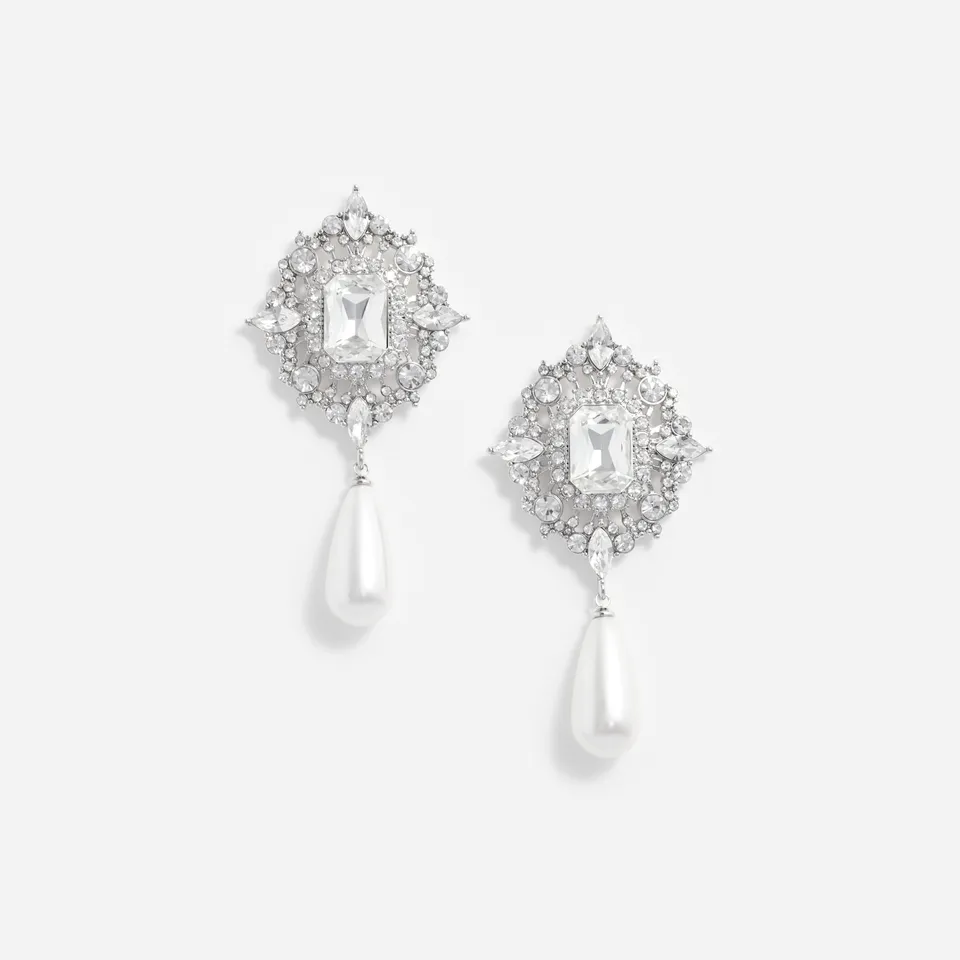 Self Portrait Jewellery Crystal Pearl Tropfen Ohrringe Silber