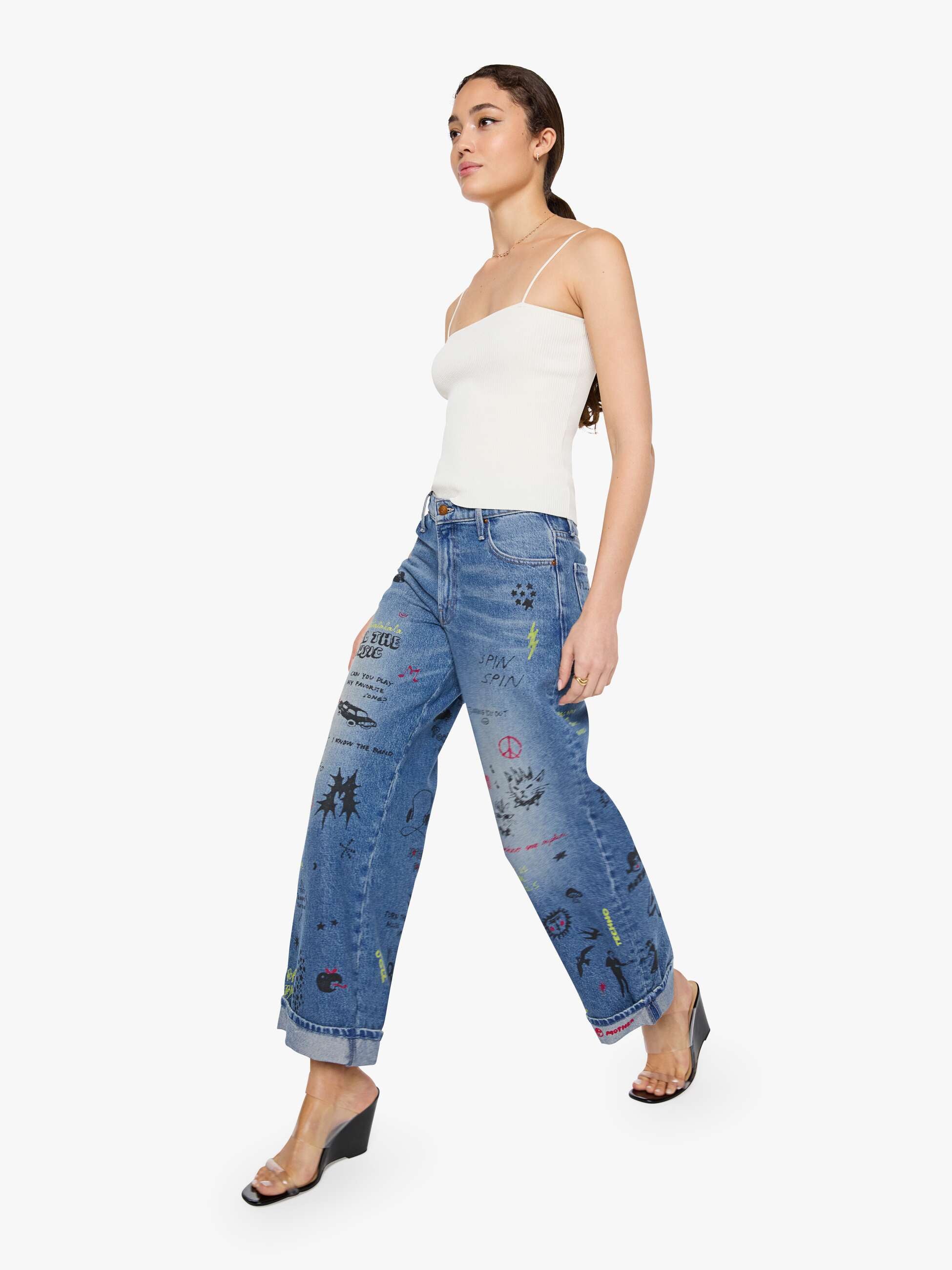 MOTHER SNACKS! Smoothie Flood Cuff Jeans Tootsie Mittelblau