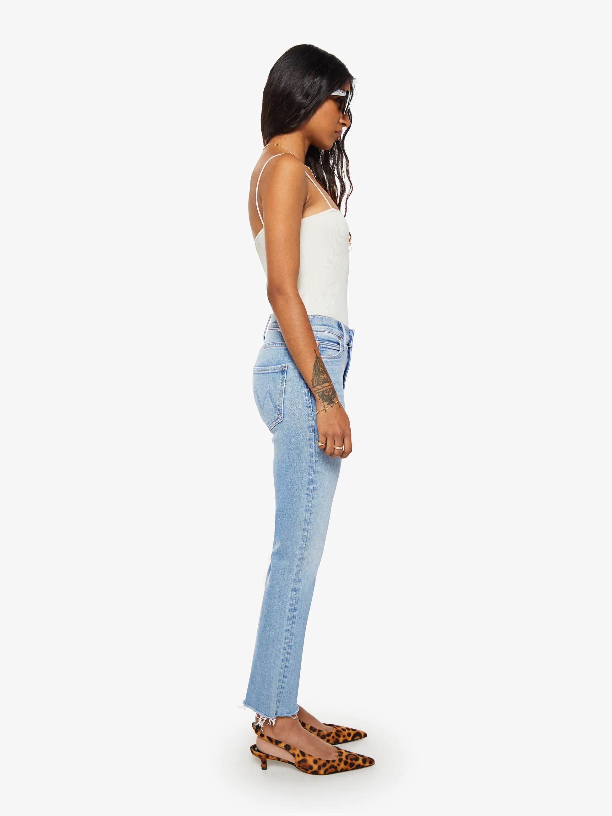 Mother Lil Dazzler Straight Jeans Blessing In Disguise mid-blue