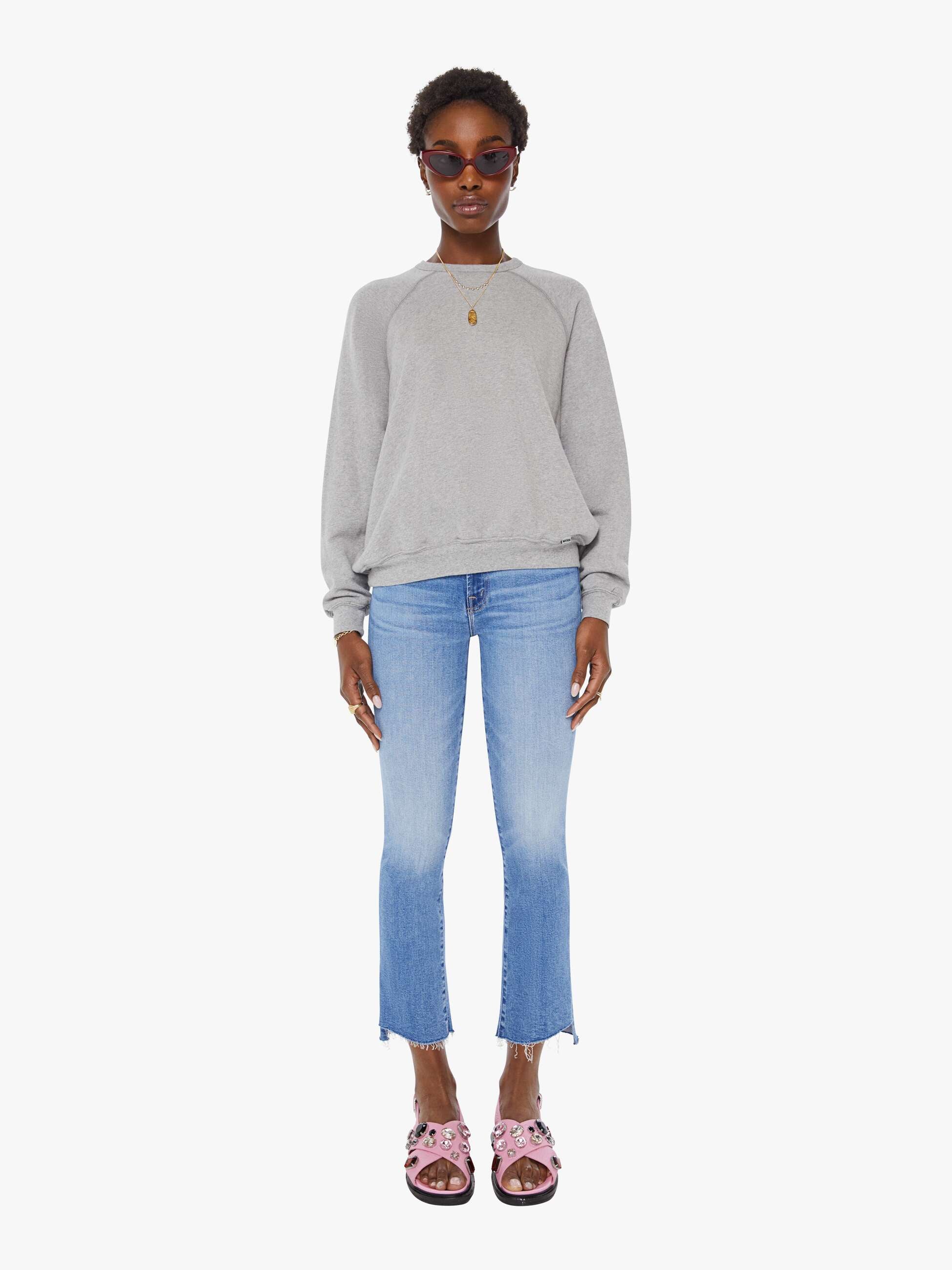 Mother The Biggie Concert Sweatshirt Heather Grey Baumwolle