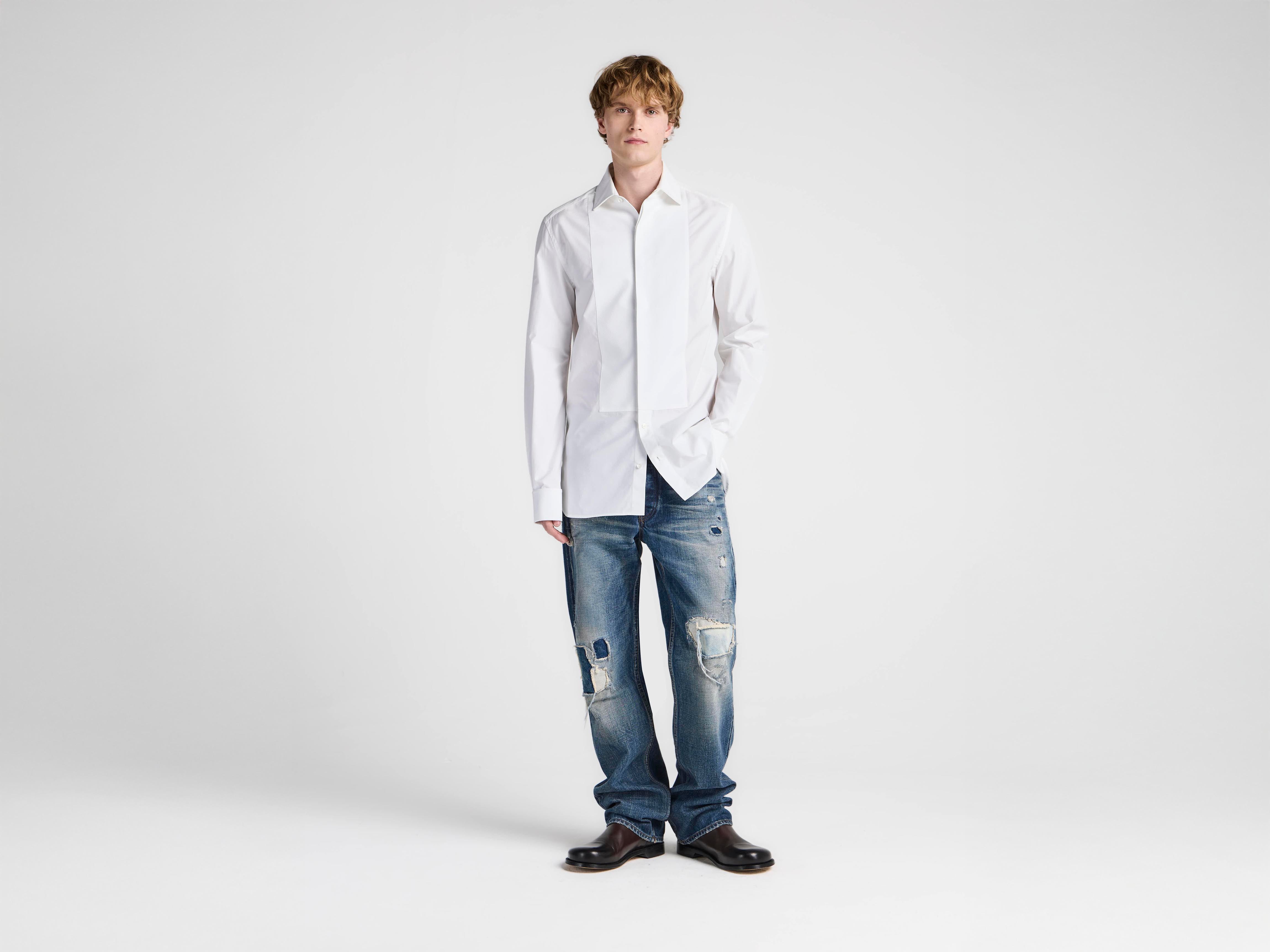 J.W.Anderson Pleated Tuxedo Hemd Weiß Herren Baumwolle