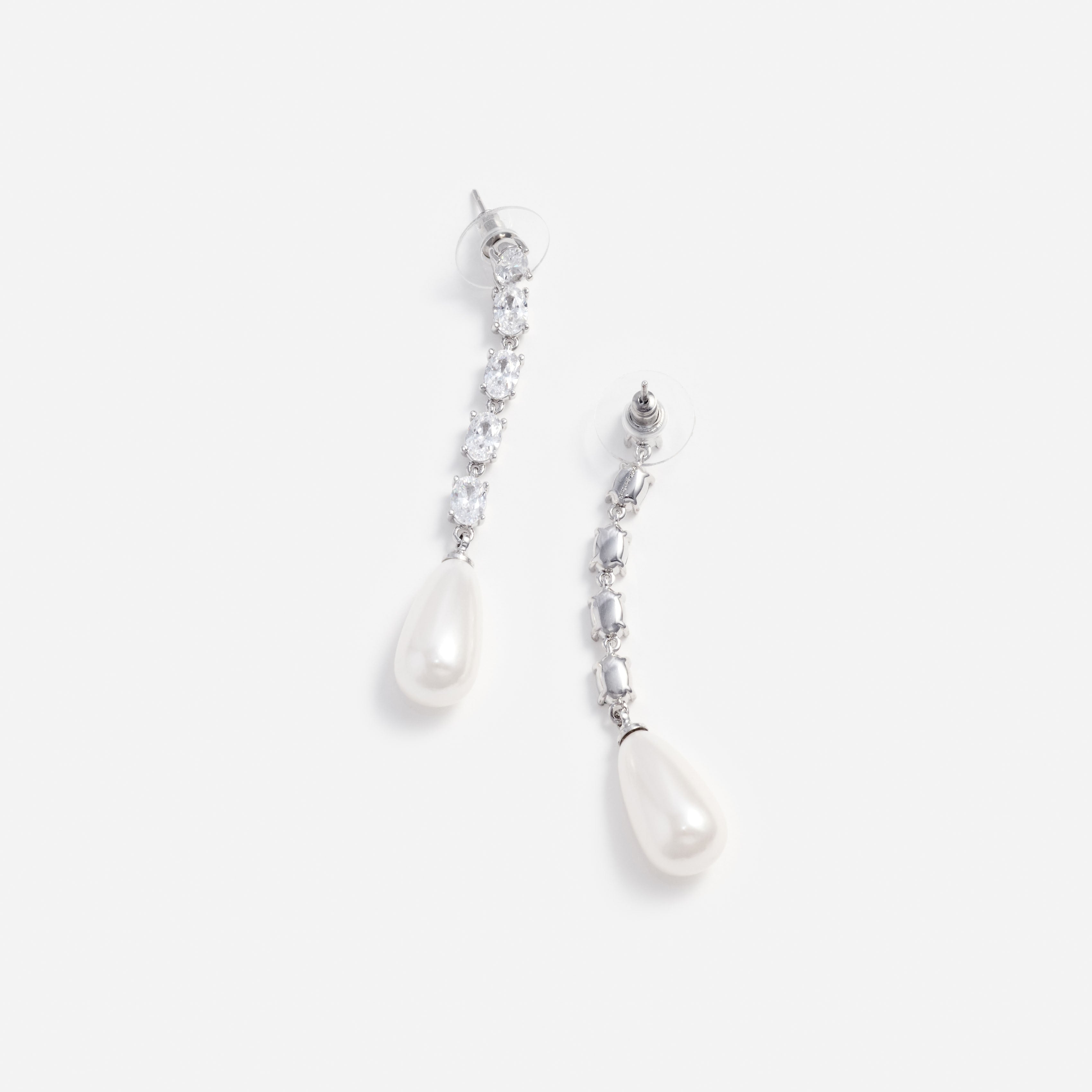 Self Portrait Crystal Droplet Ohrringe Silber Perle