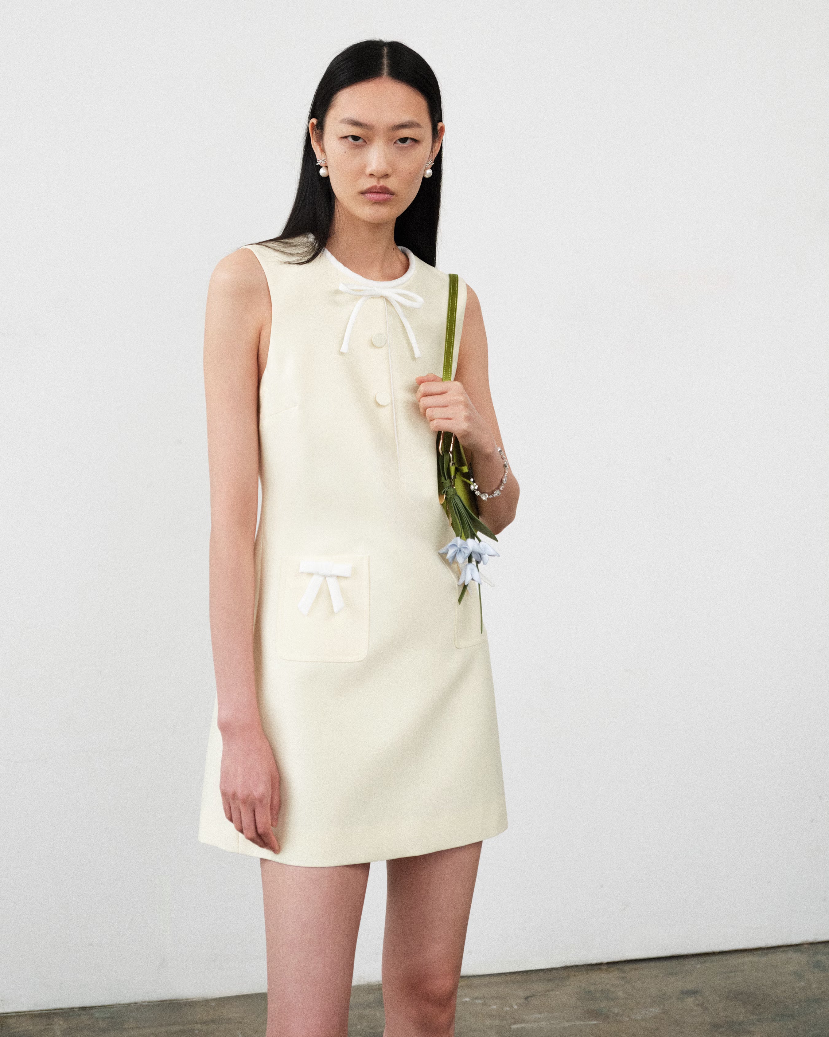 Self Portrait Yellow Taffeta Bow Minikleid Gelb Taft