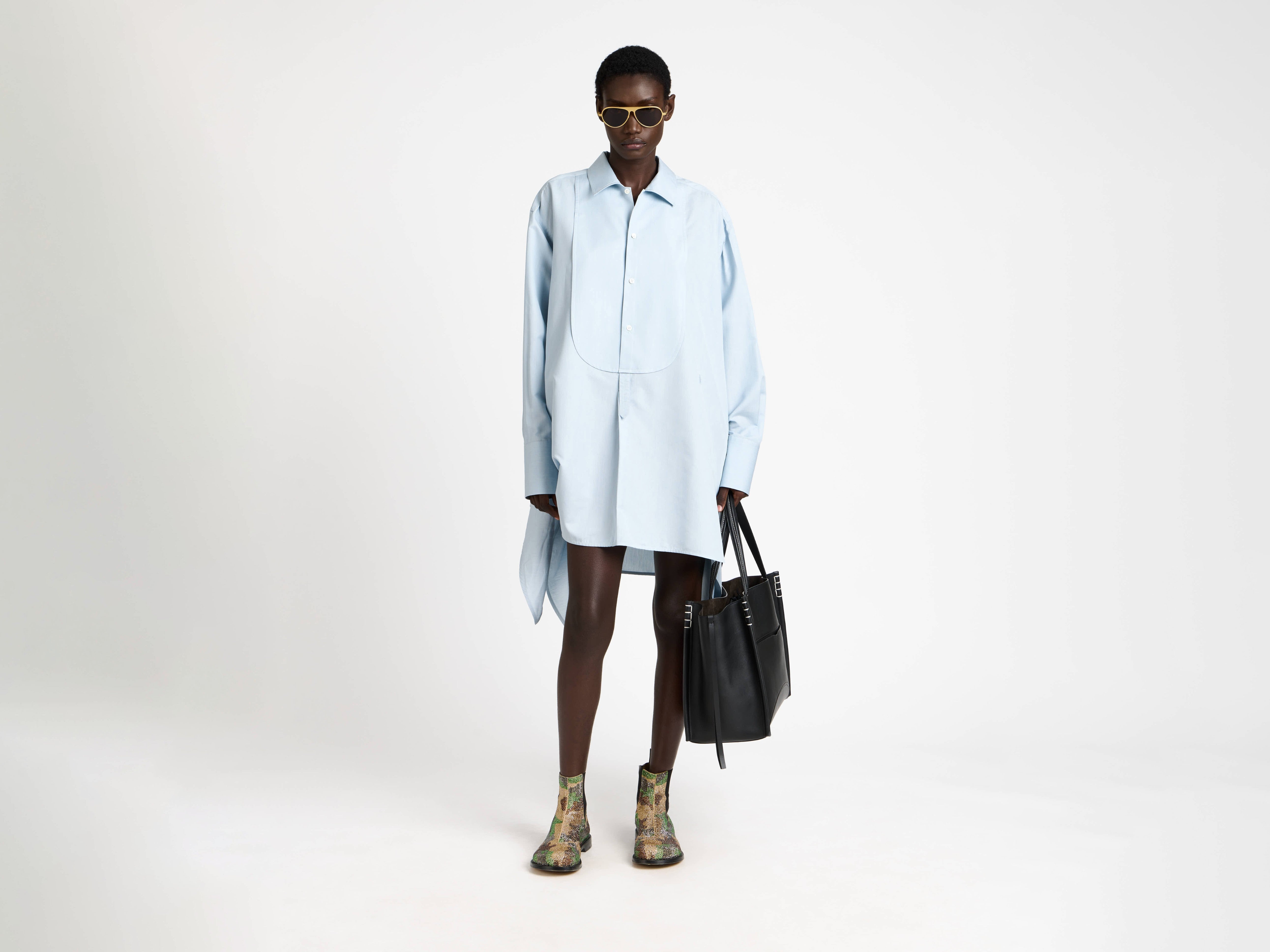 J.W.Anderson Dresses Knotted Silk Hemdkleid Hellblau