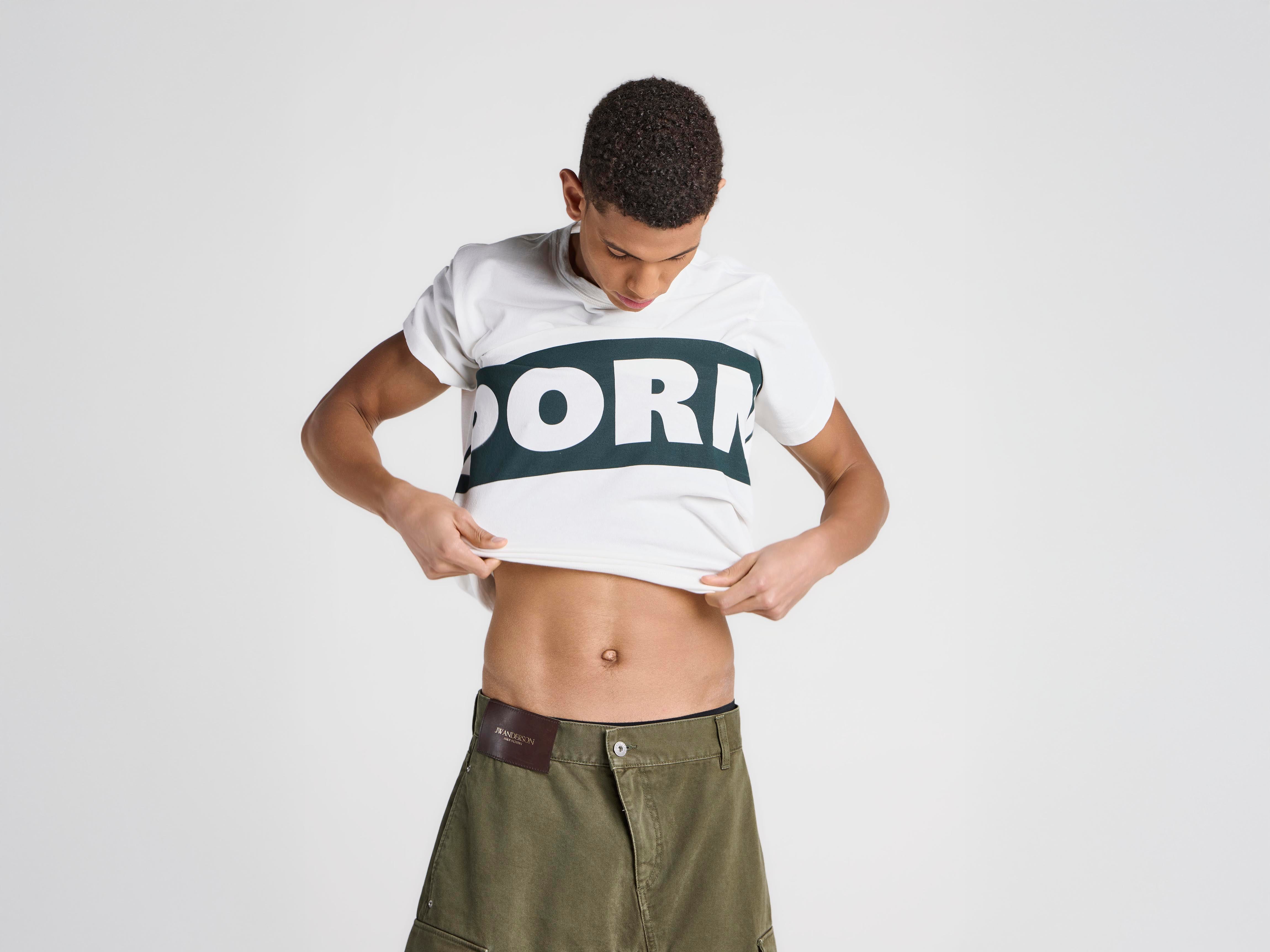 J.W. Anderson Porn T-Shirt Herren Weiß Grün Baumwolle