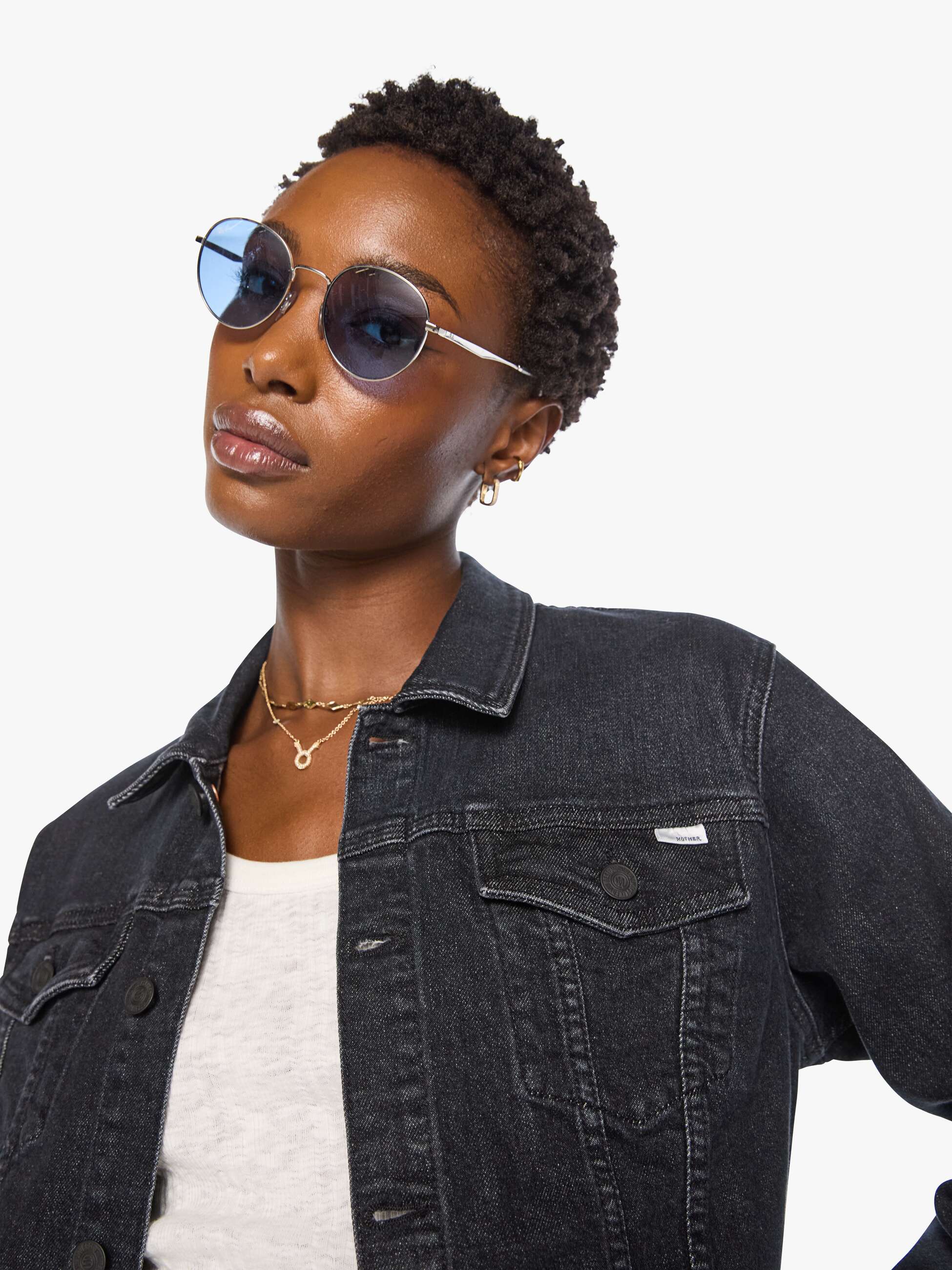 Mother The Bruiser Riding Milkyway Denimjacke Schwarz Cropped