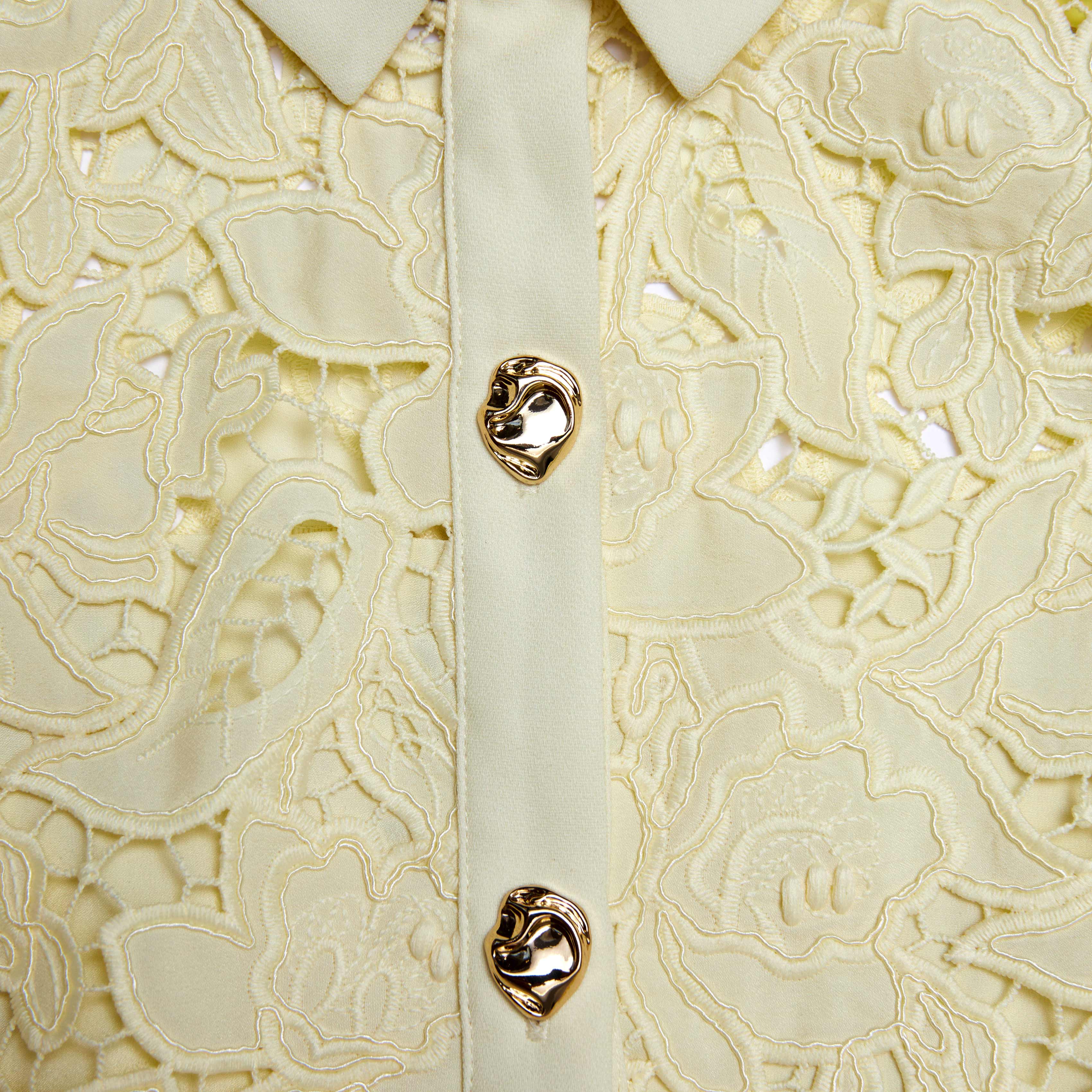 Self Portrait Yellow Lace Collared Midikleid Gelb Spitze