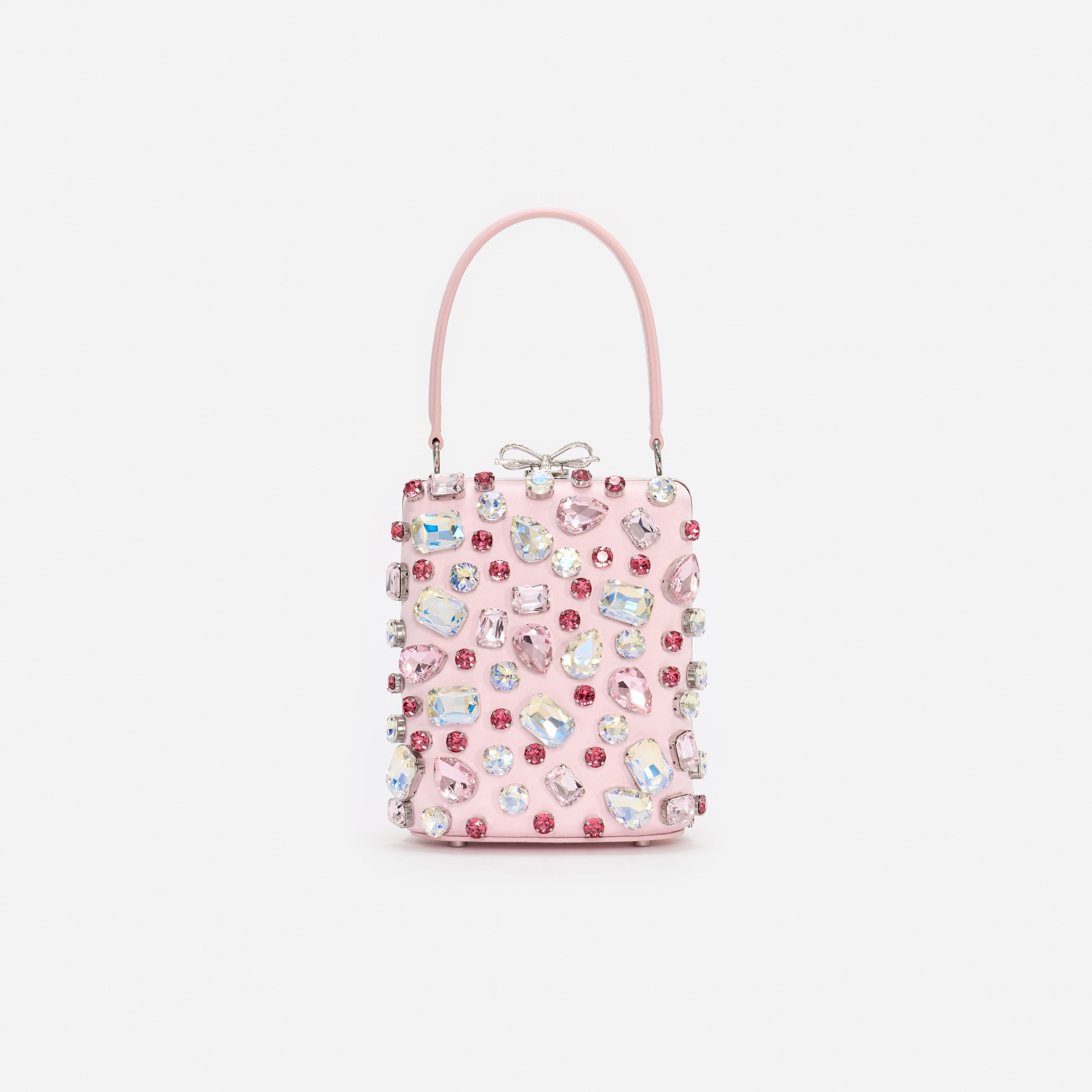 Self Portrait Mini Bow Bag Pink Kristall Satin One Size