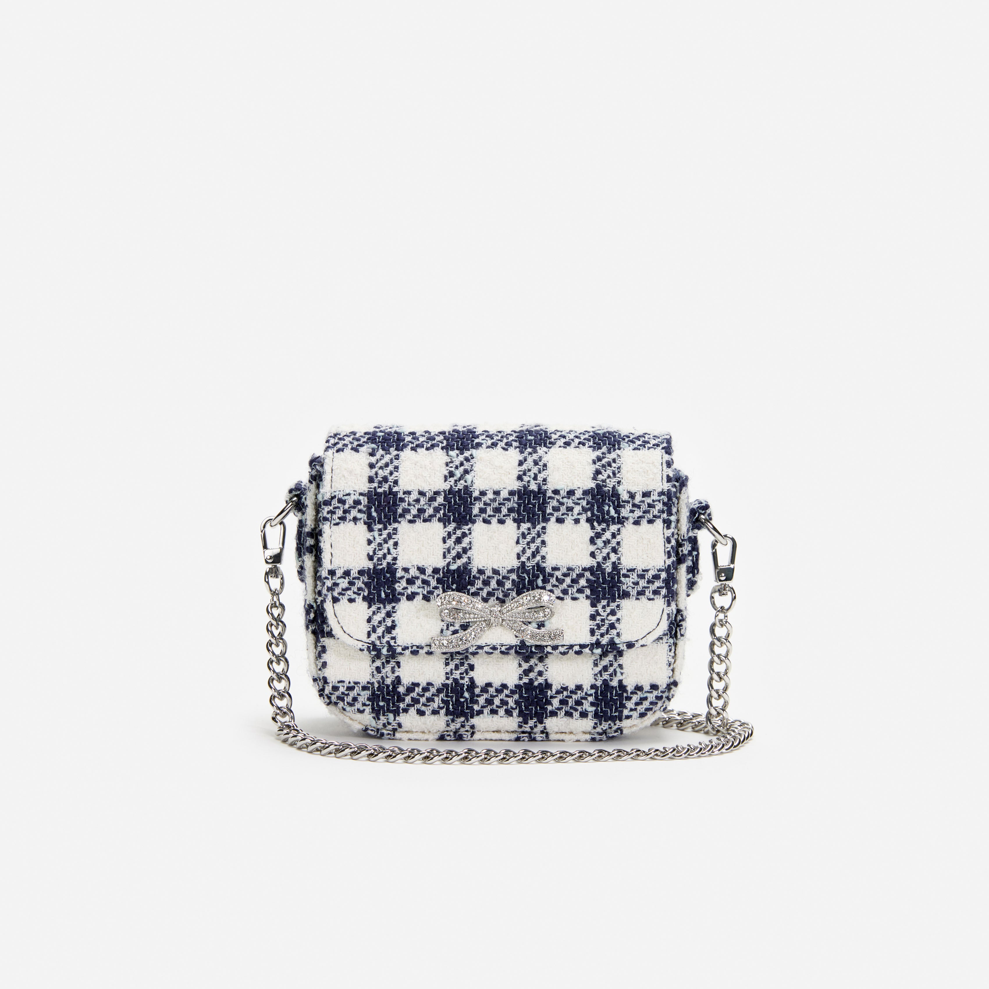 Self Portrait Handbags Navy Check Boucle Tasche navy kariert
