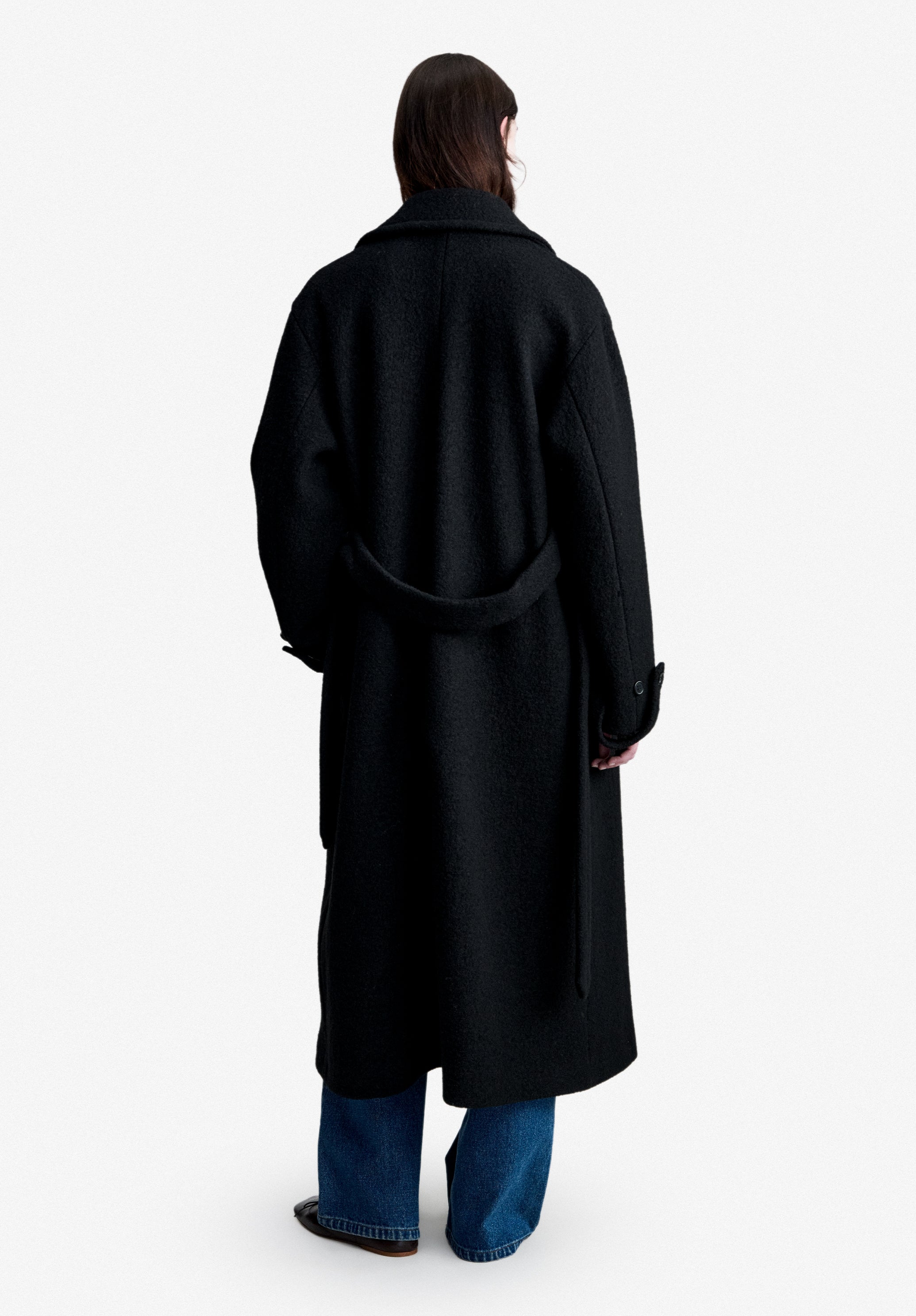 A.P.C. Oversize Mantel Wolle schwarz knöchellang