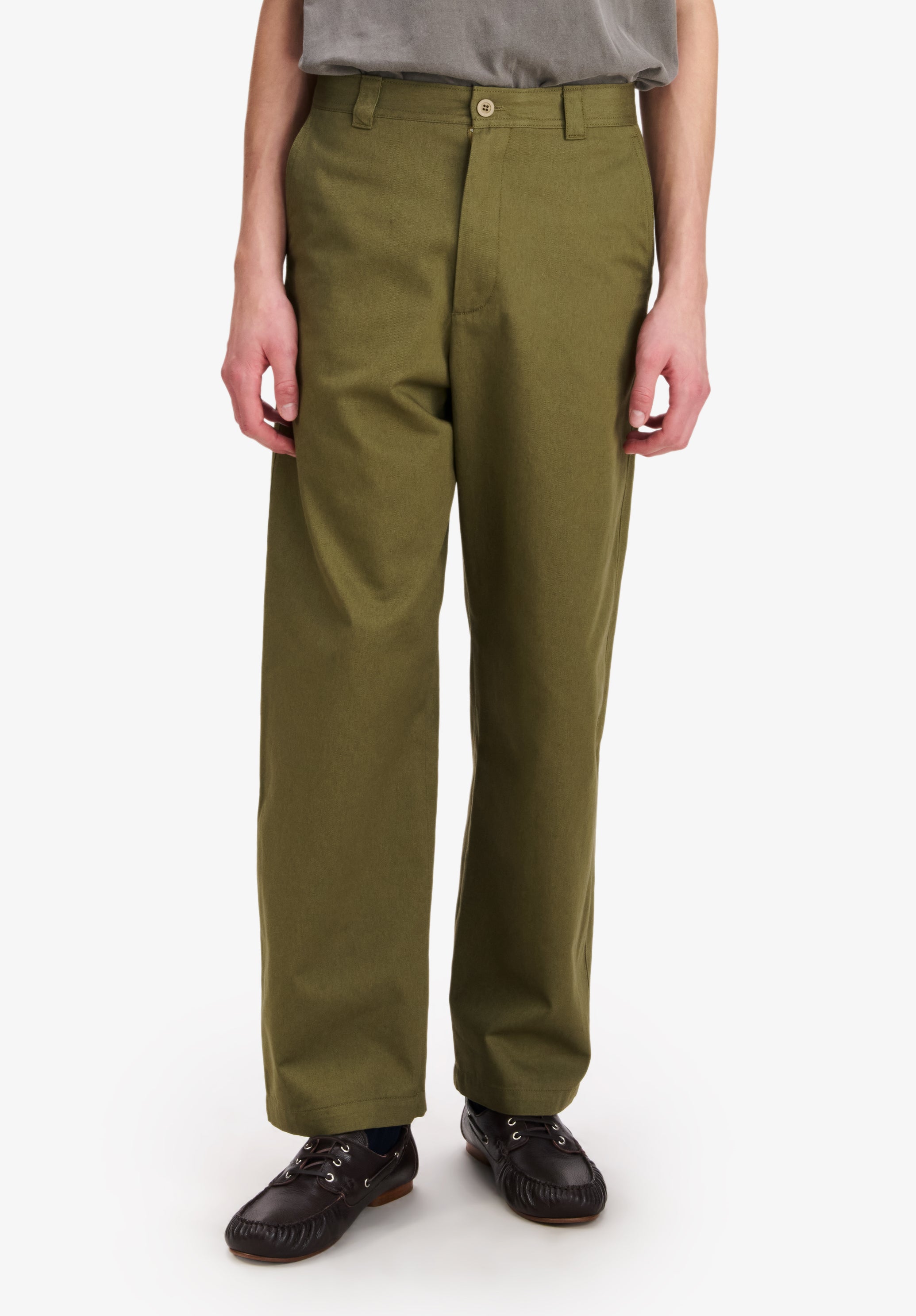 A.P.C. Chinohose Herren Weit Khaki Moleskin Baumwolle