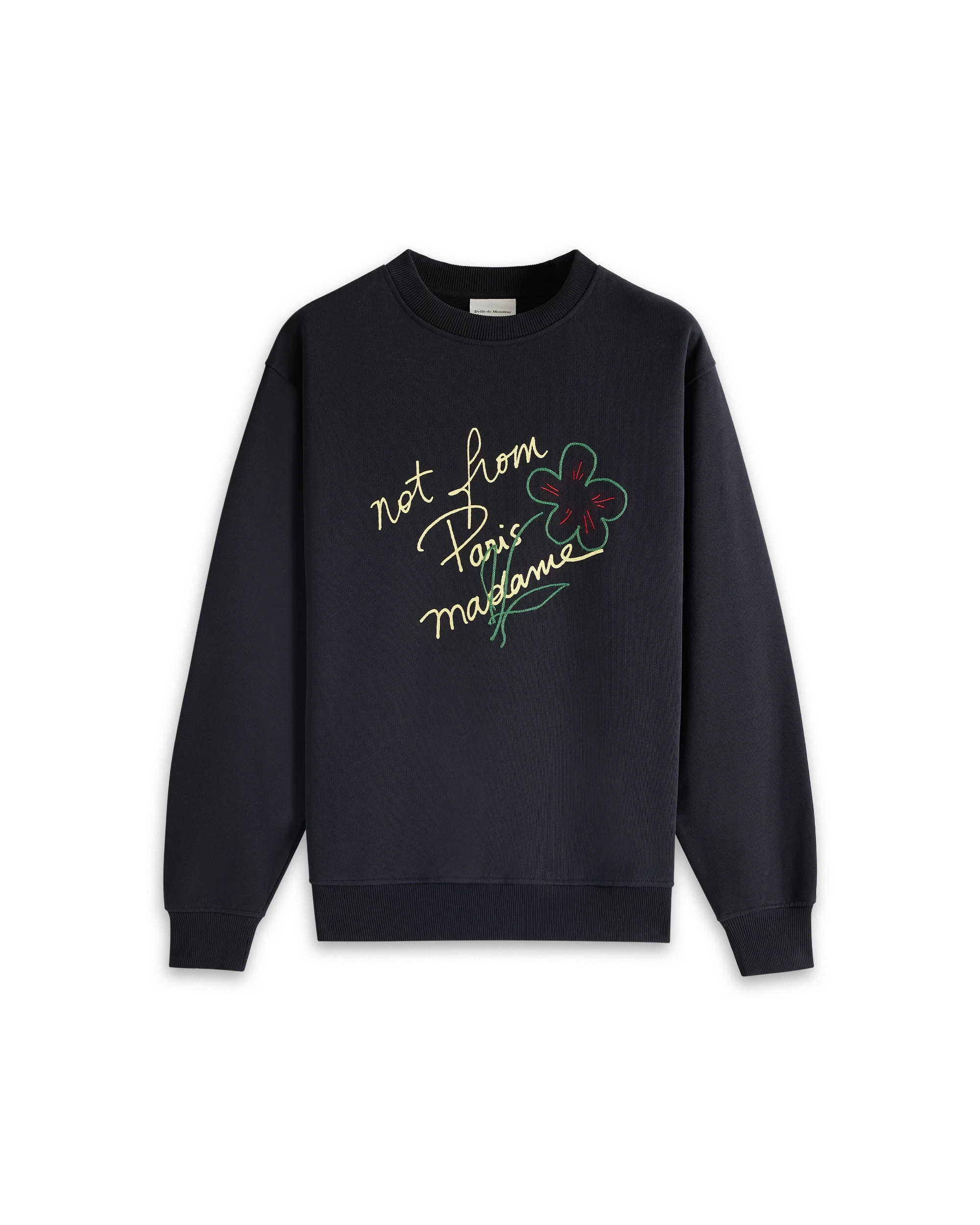 Drôle De Monsieur Sweatshirt Slogan Esquisse Schwarz Baumwolle