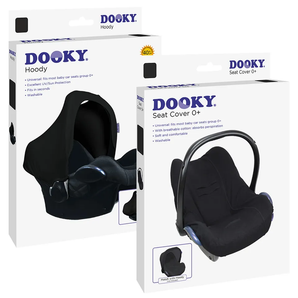 Dooky Hoody Combi Pack Sonnenschutz Babyschale Uni Black Schwarz