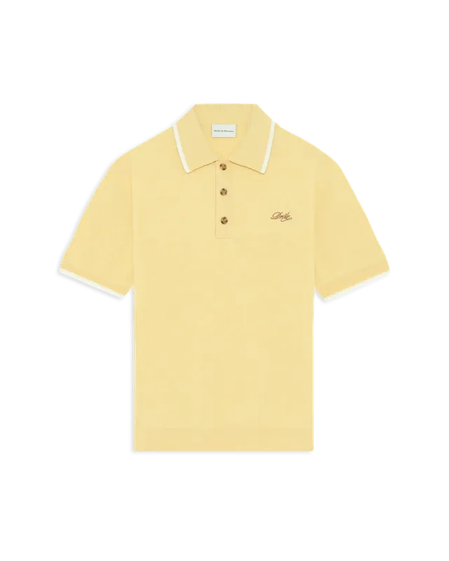 Drôle De Monsieur Polo Maille Drôle Strickpolo Hellgelb Merino