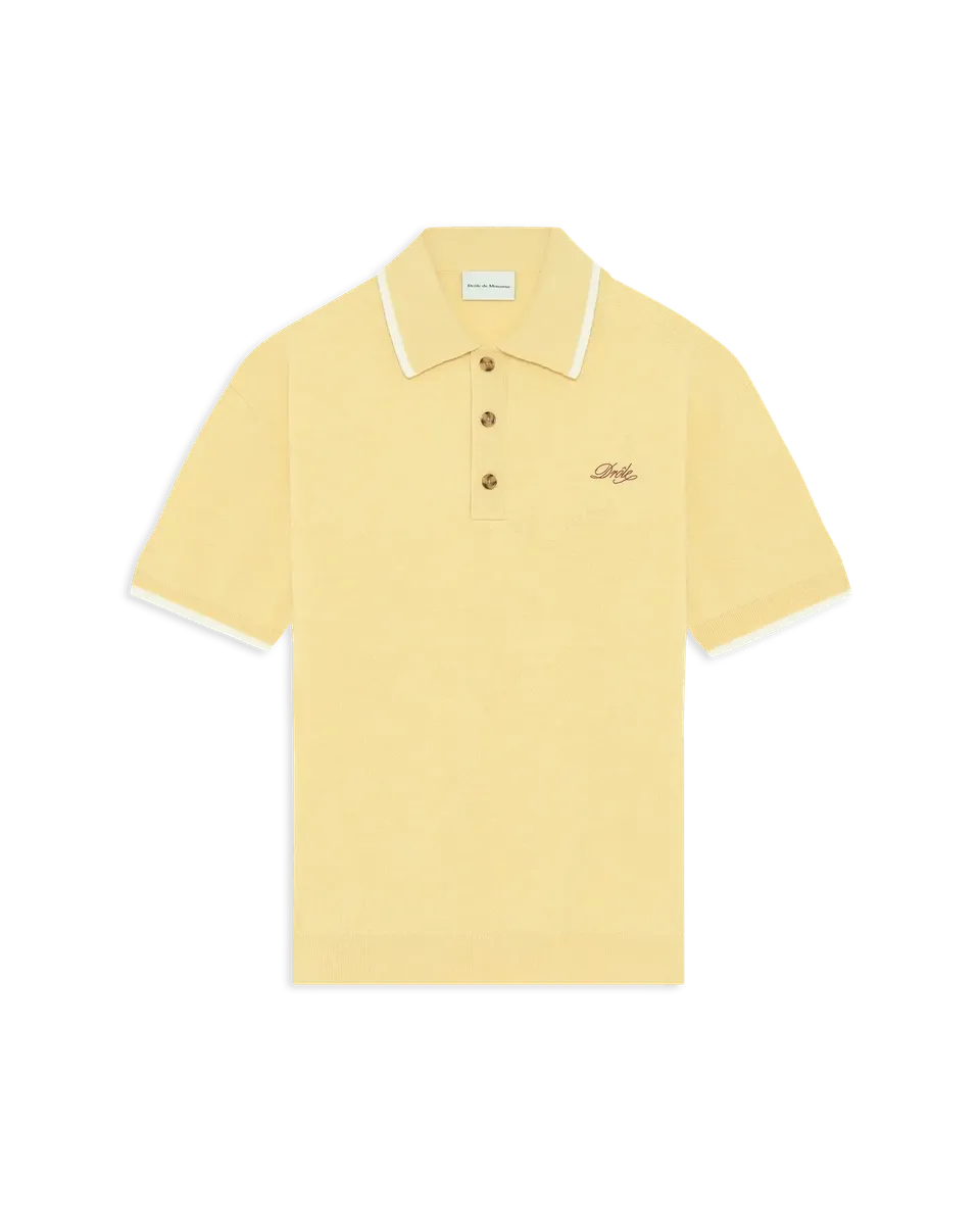Drôle De Monsieur Polo Maille Drôle Strickpolo Hellgelb Merino