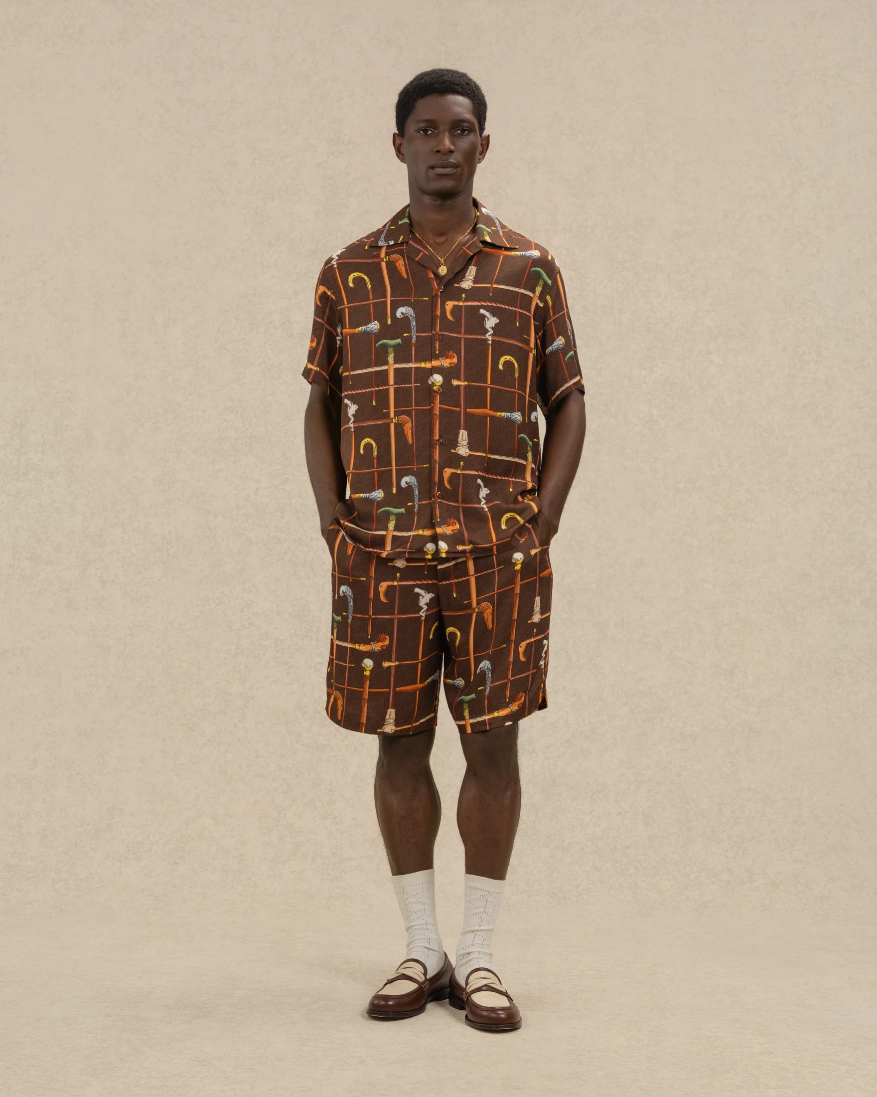 Drôle De Monsieur Chemise Cannes Hemd Braun Viskose