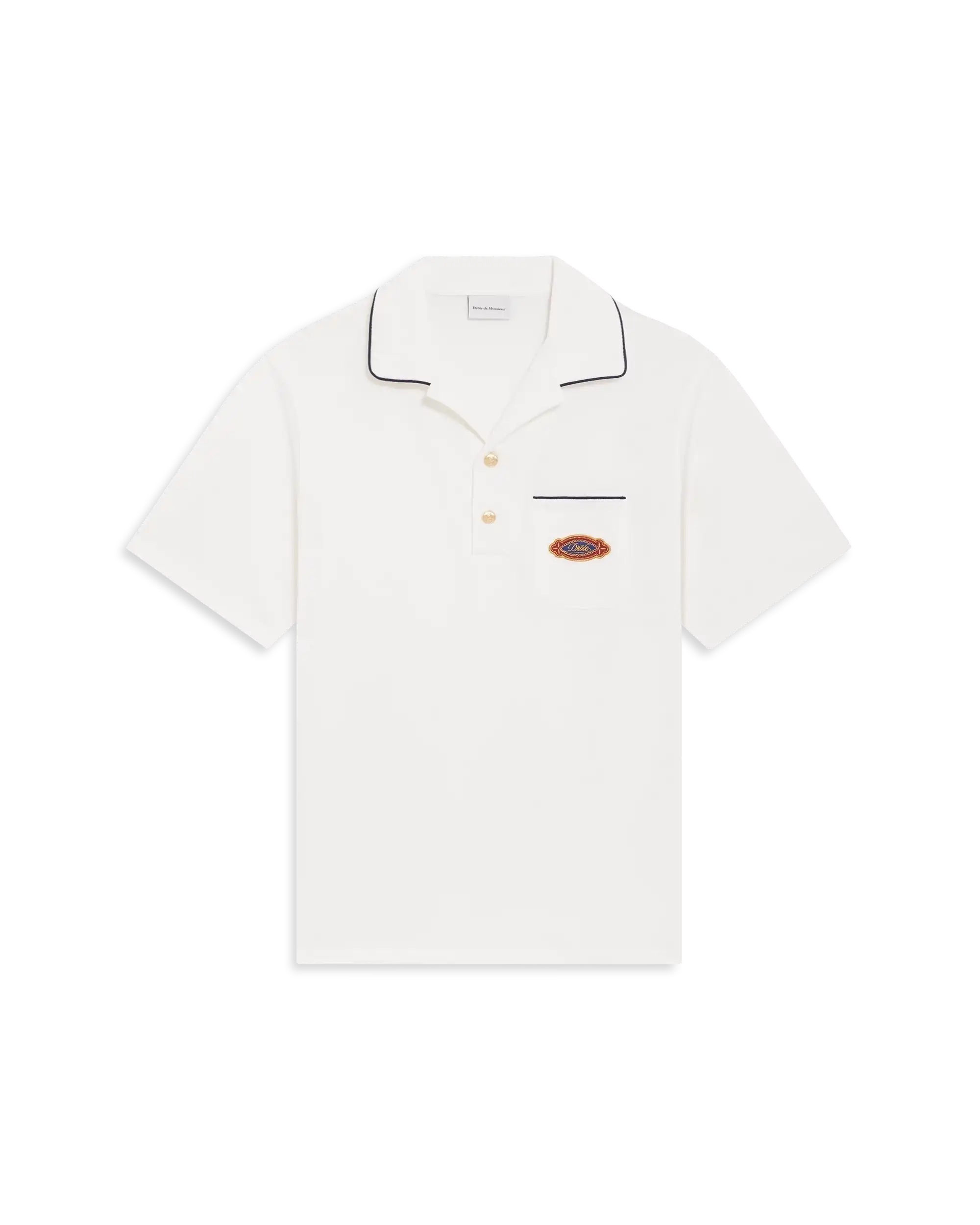 Drôle De Monsieur Polo Drôle Patch Polohemd Off-White Baumwolle