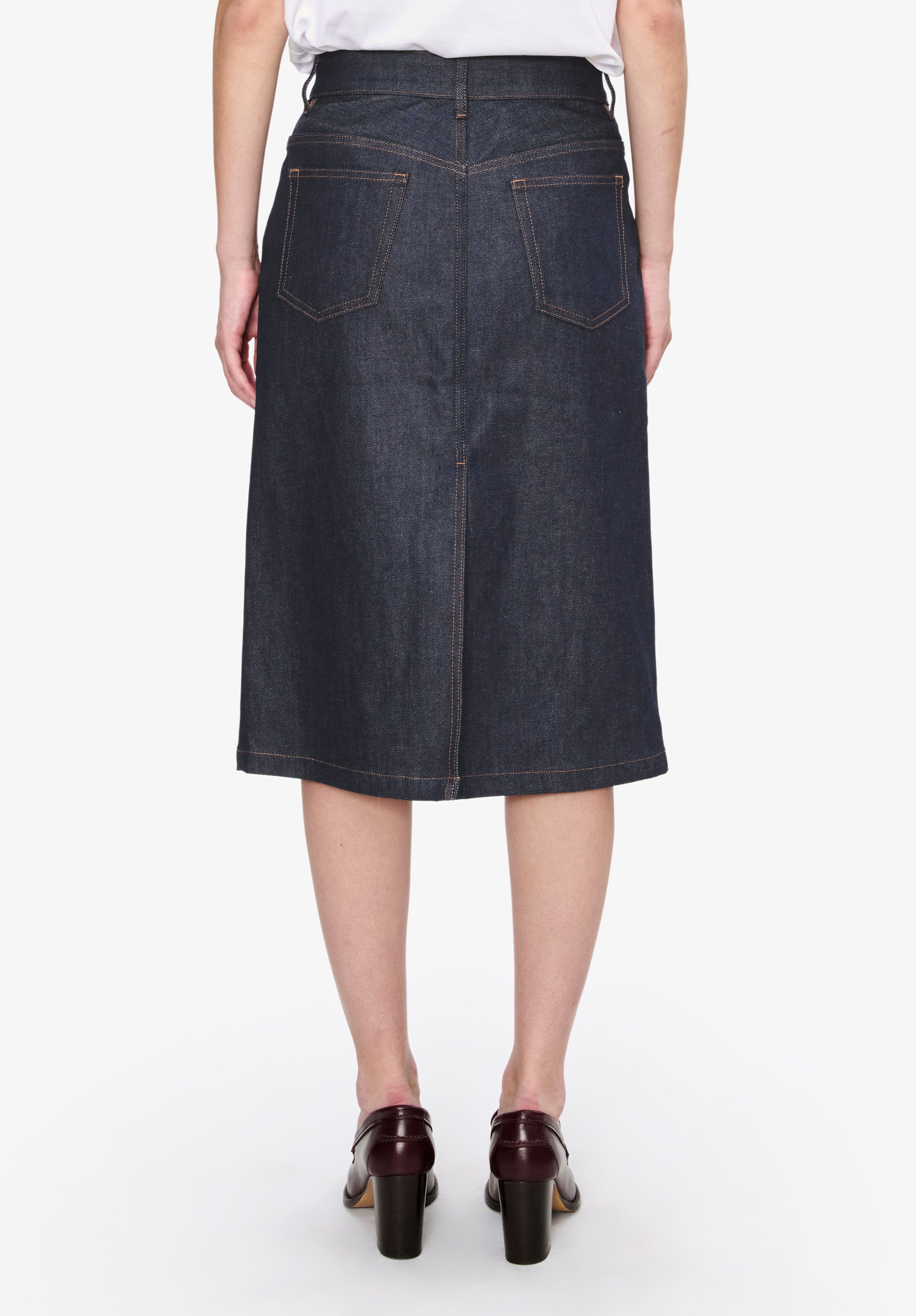 A.P.C. Rock Lizzie Denimrock blau, japanischer Denim, mittelalteilig mittellang