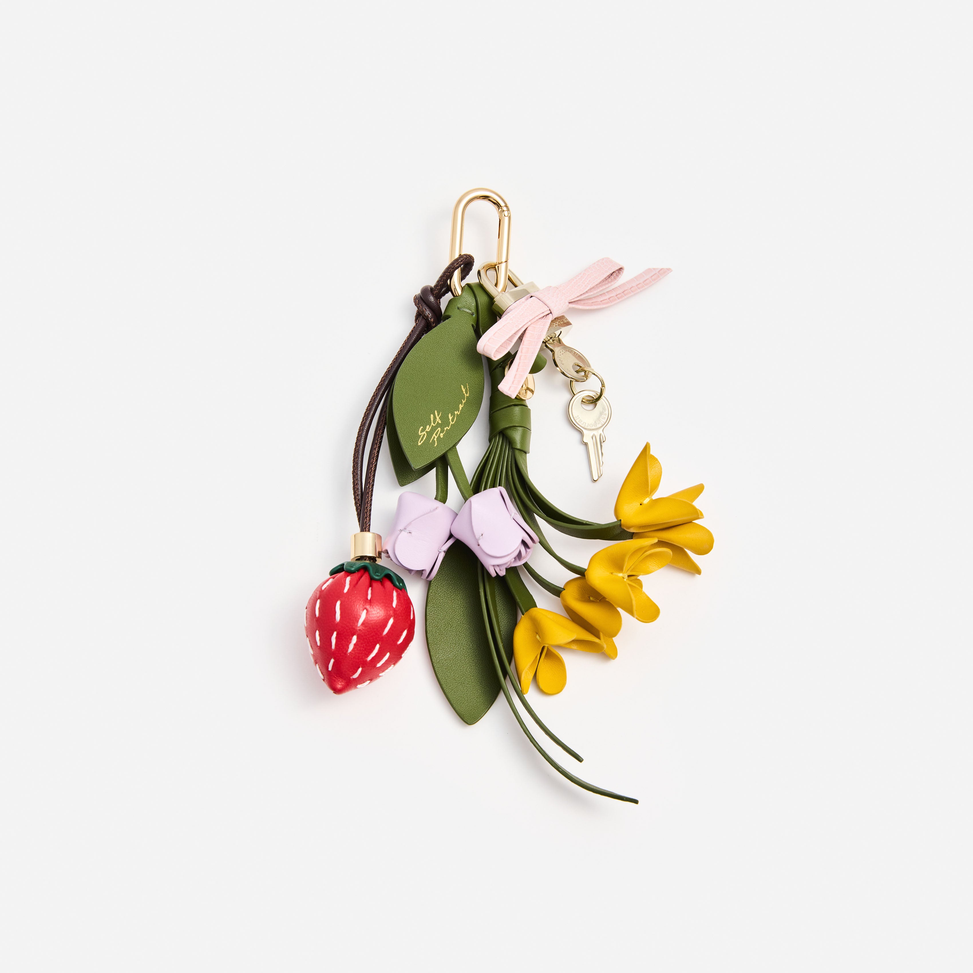 Self Portrait Flower Strawberry Bag Charm Leder multi