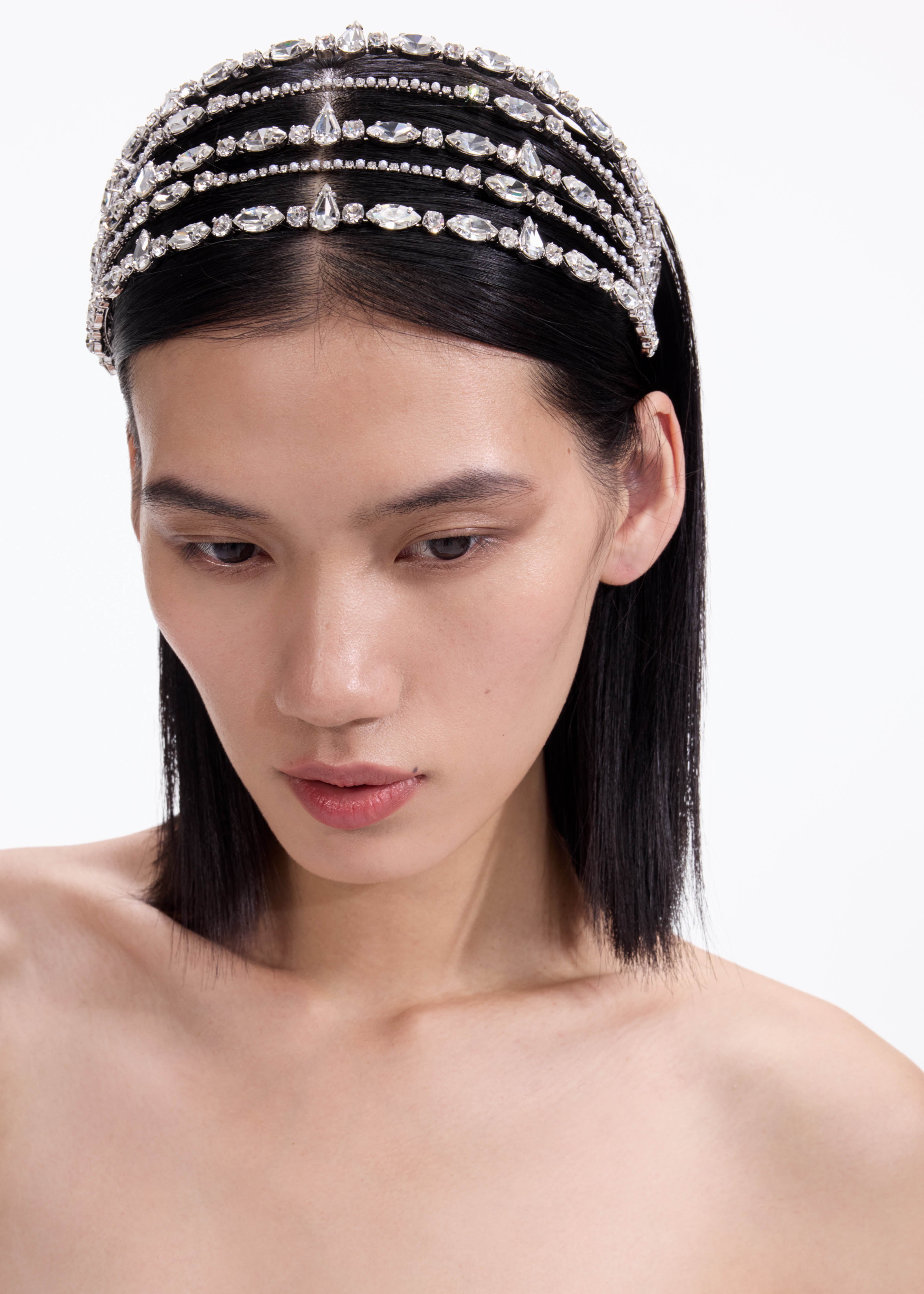 Self Portrait Crystal Haarreif Silber One Size Strass