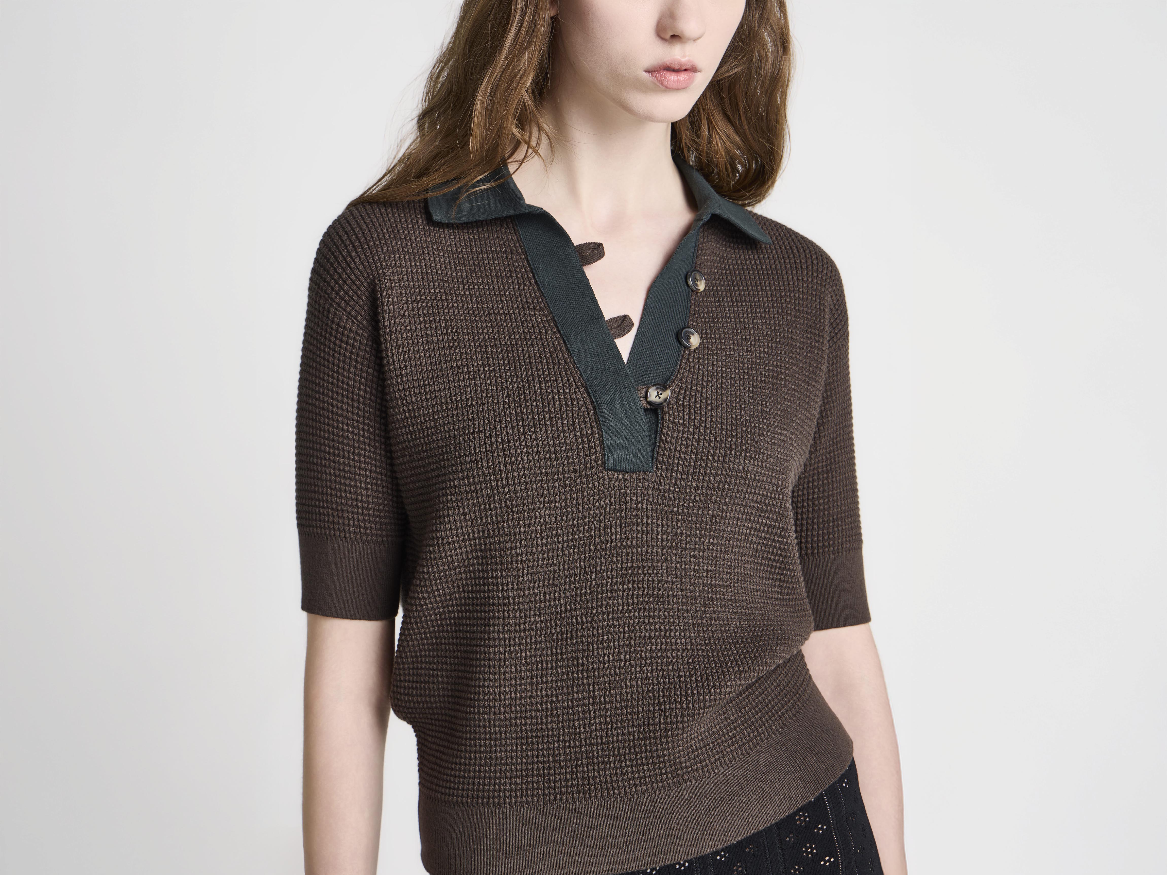 J.W.Anderson Knitted Polo Top Military Green Damen Strick