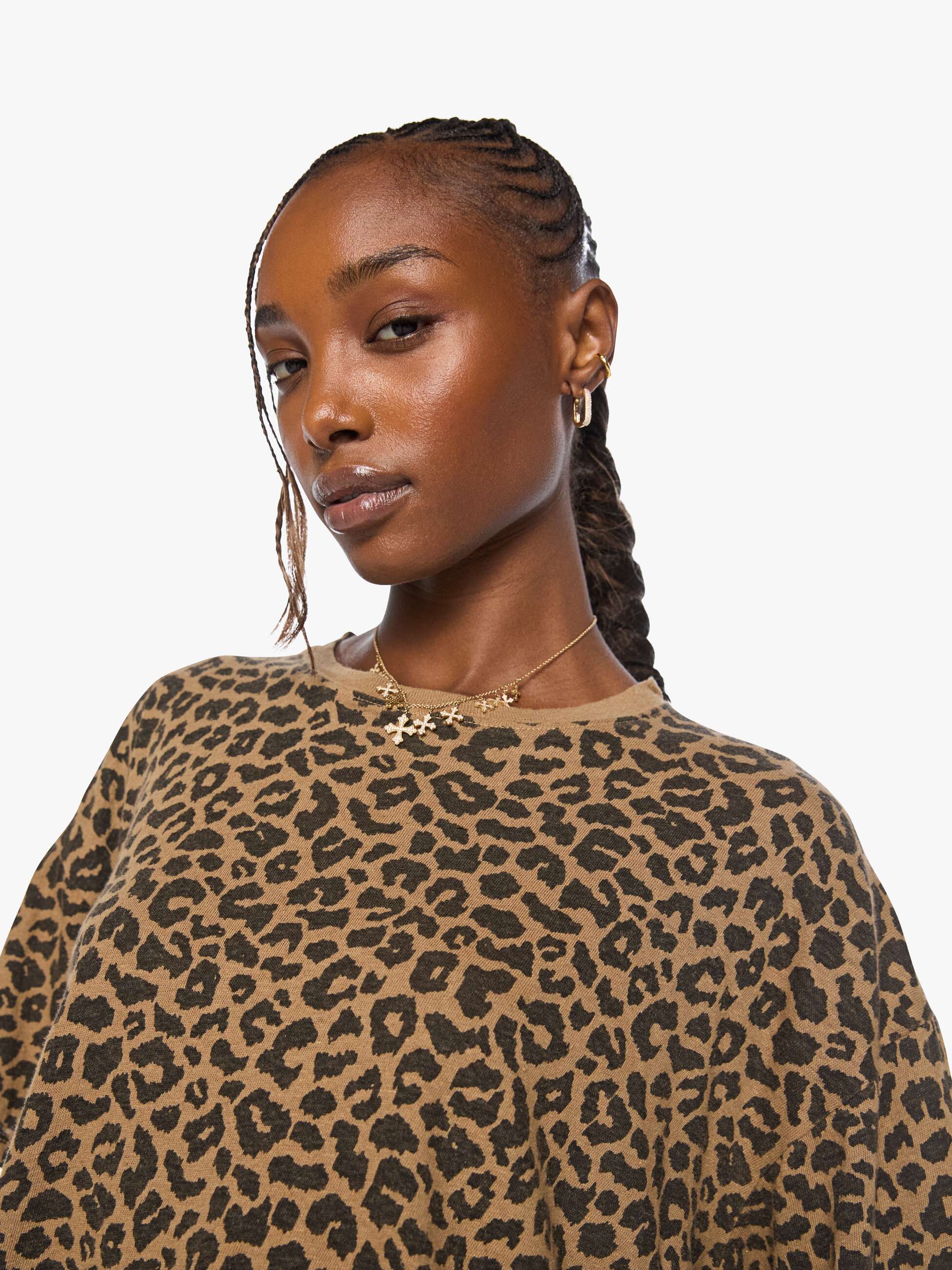 Mother S/S Boxy Ringer T-Shirt Leo Braun Crop
