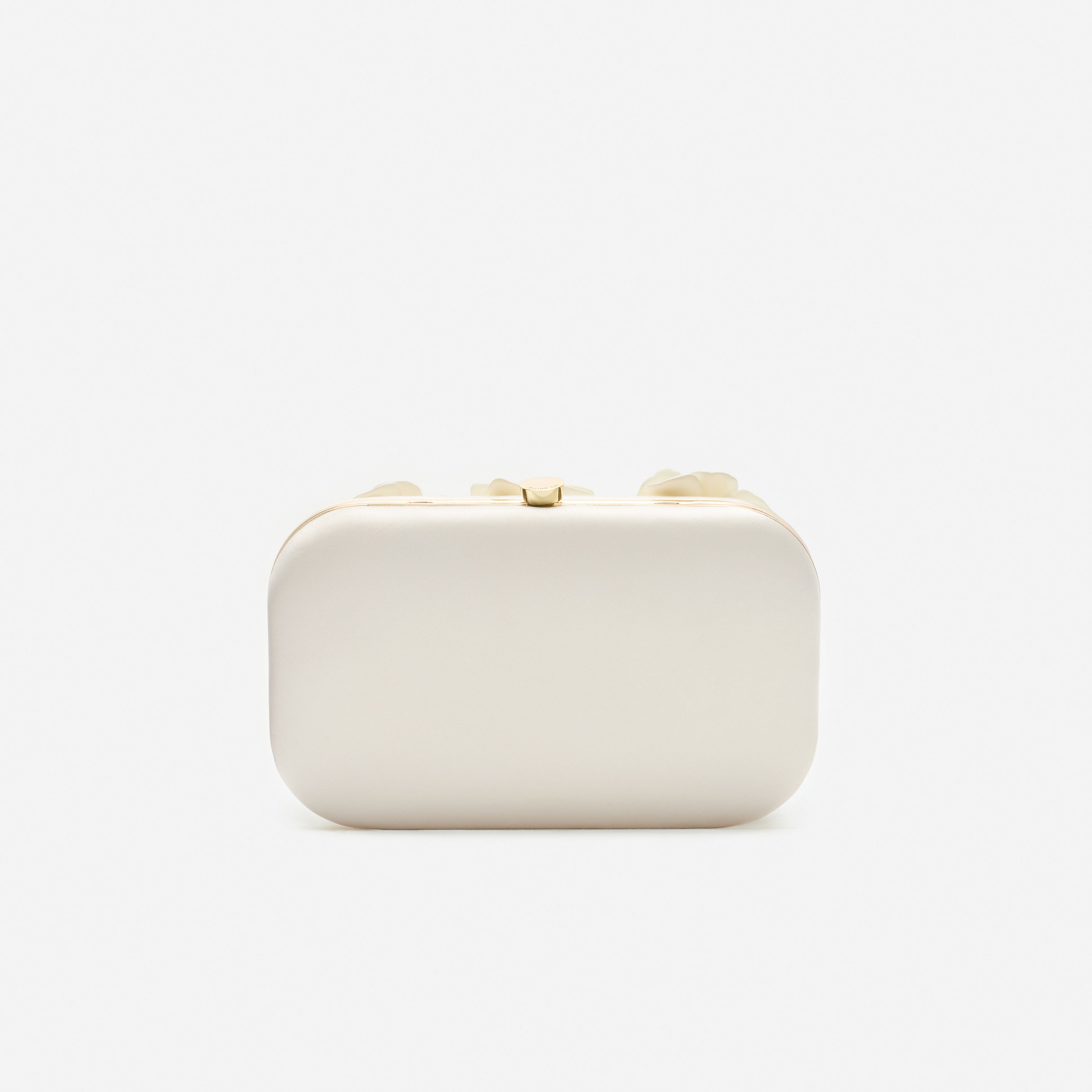 Self Portrait Satin Clutch Creme 3D Blumen Mini