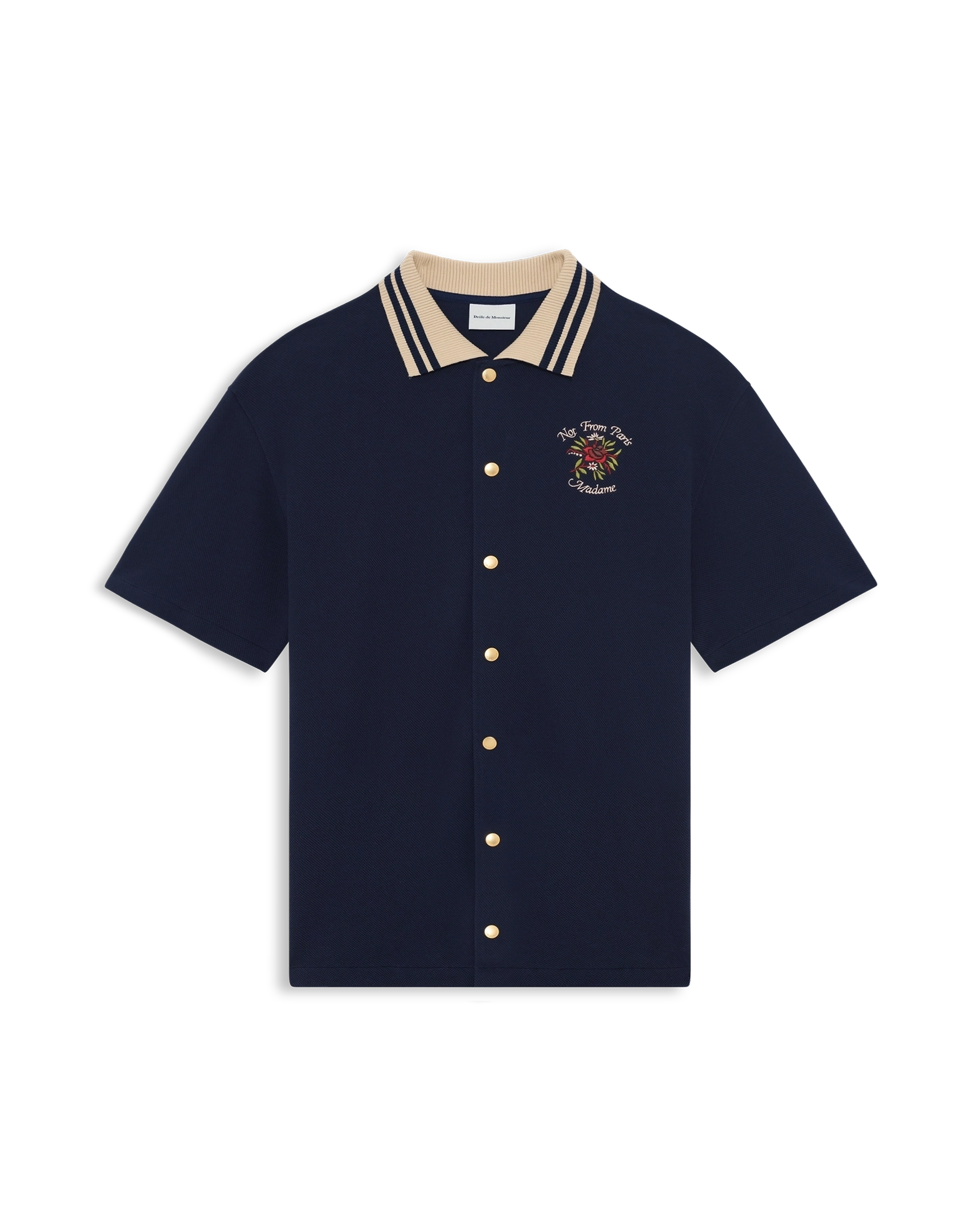 Drôle De Monsieur Chemise Slogan Rose Hemd Baumwolle Navy