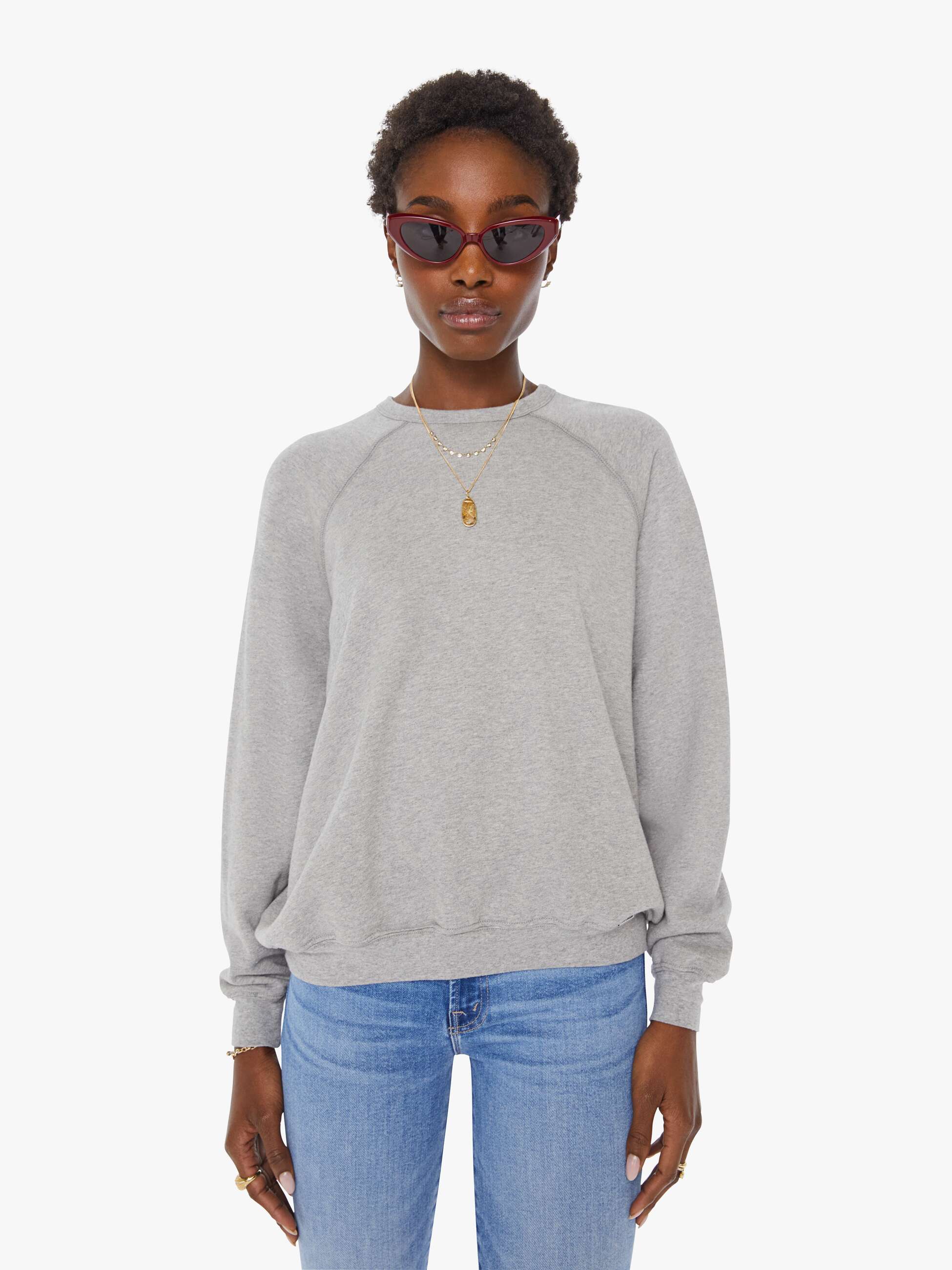 Mother The Biggie Concert Sweatshirt Heather Grey Baumwolle