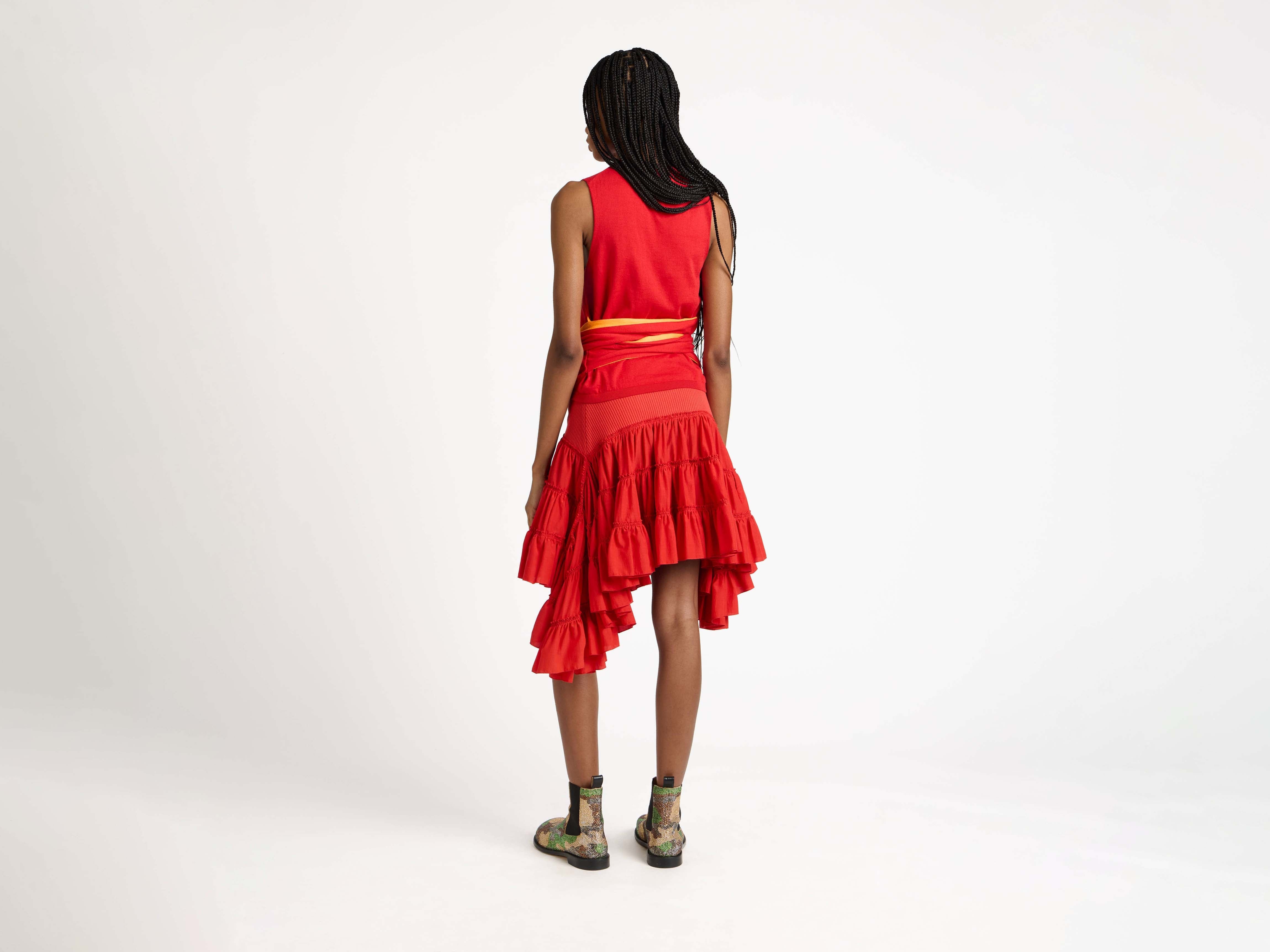 J.W.Anderson Ruffle Skirt Rock Rot Baumwollseide