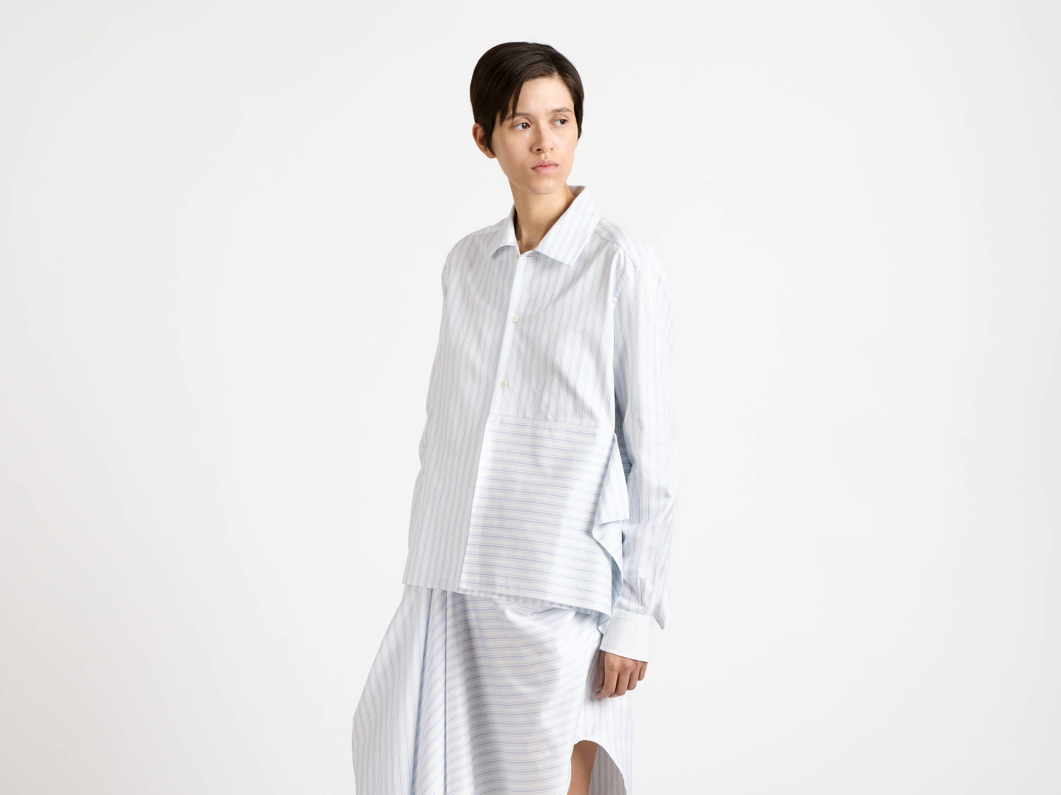 J.W.Anderson Shirts Draped Hemd Weiß Blau Anker