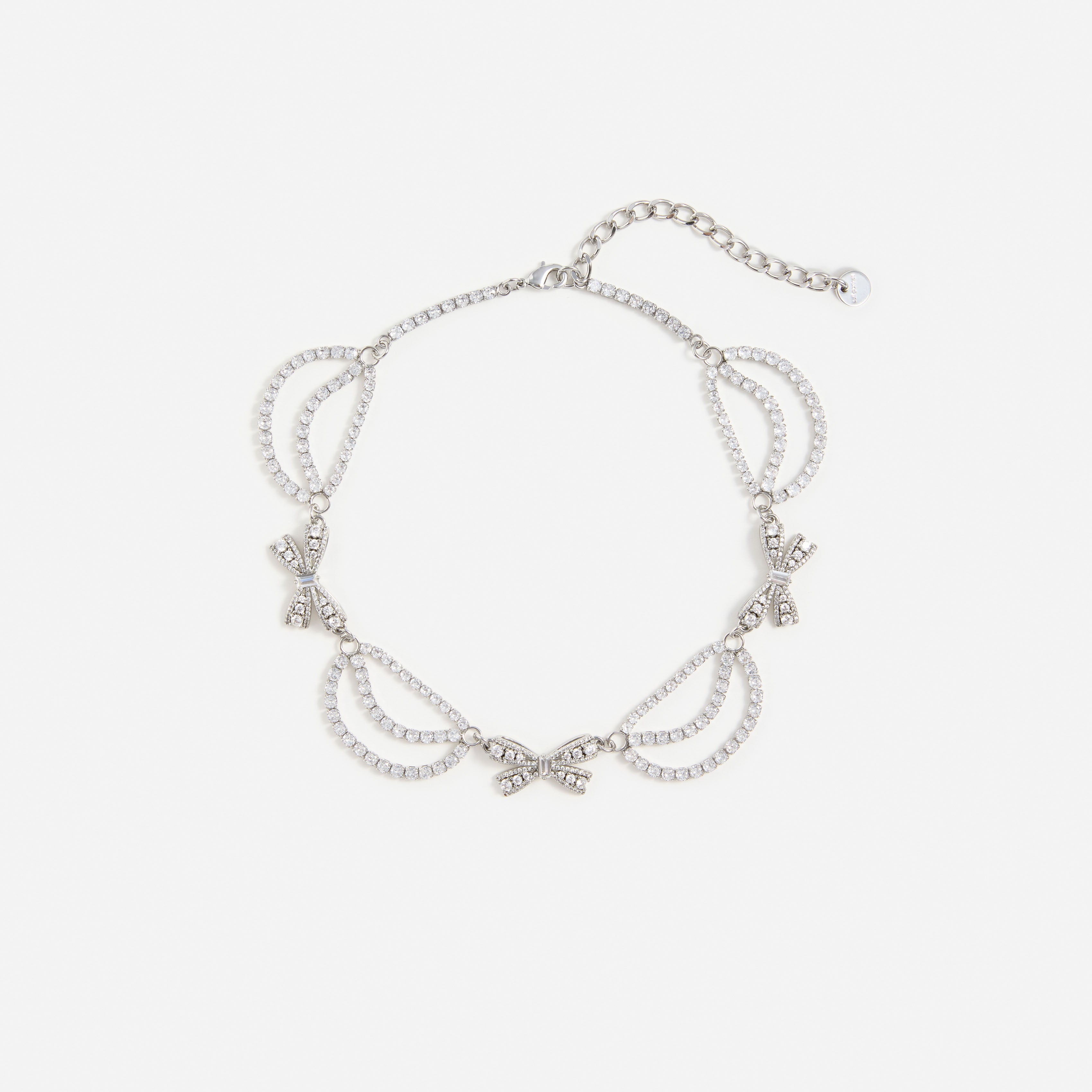 Self Portrait Pearl Crystal Bow Halskette Silber One Size