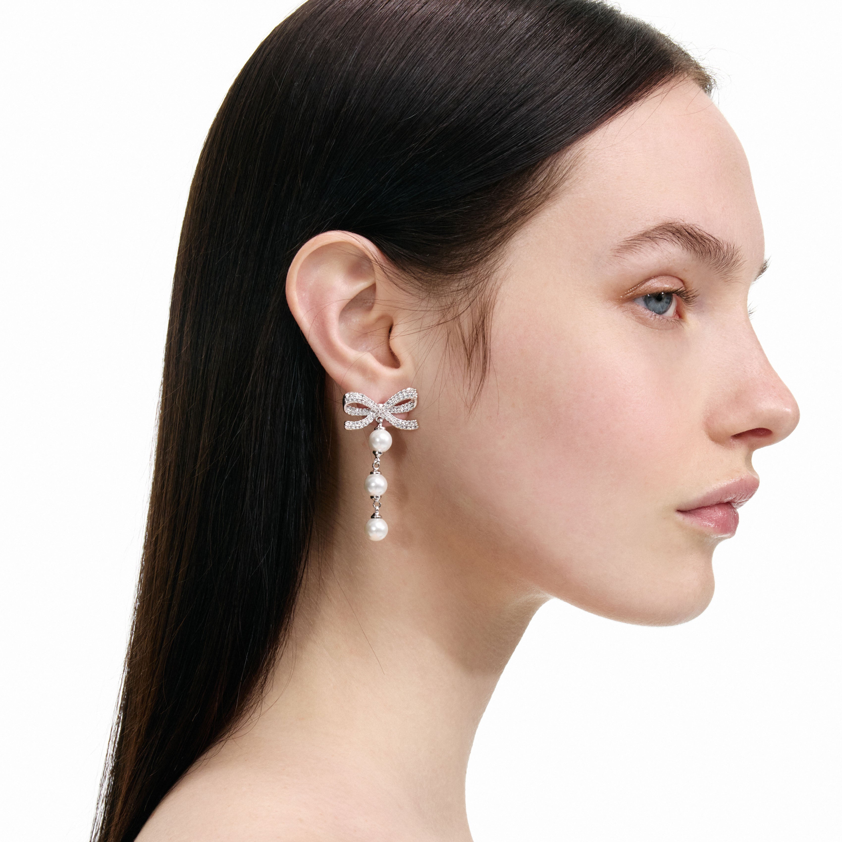 Self Portrait Bow Tiered Pearl Ohrringe Silber