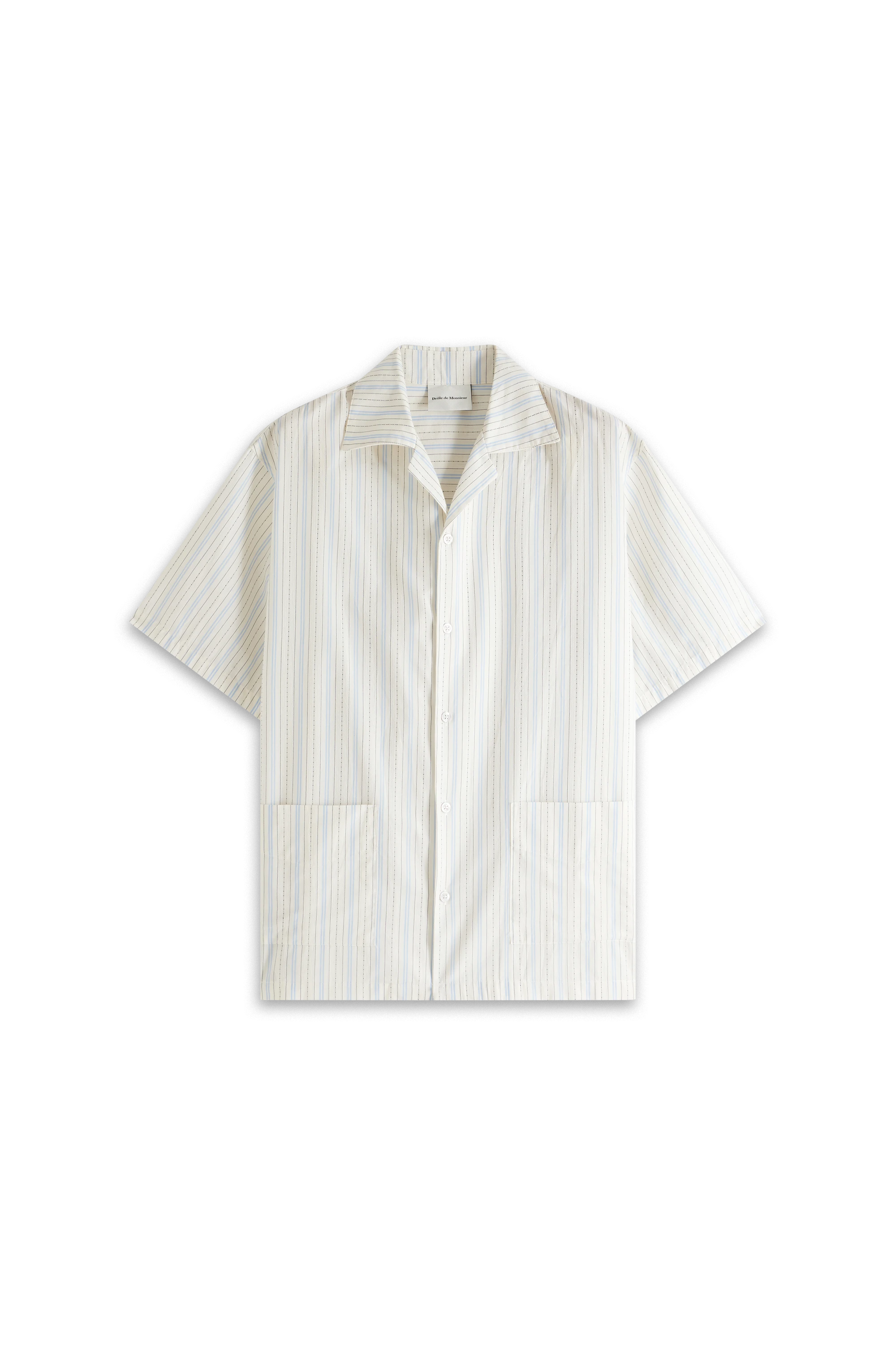 Drôle De Monsieur La Chemise Rayée Hemd Hellblau Baumwolle