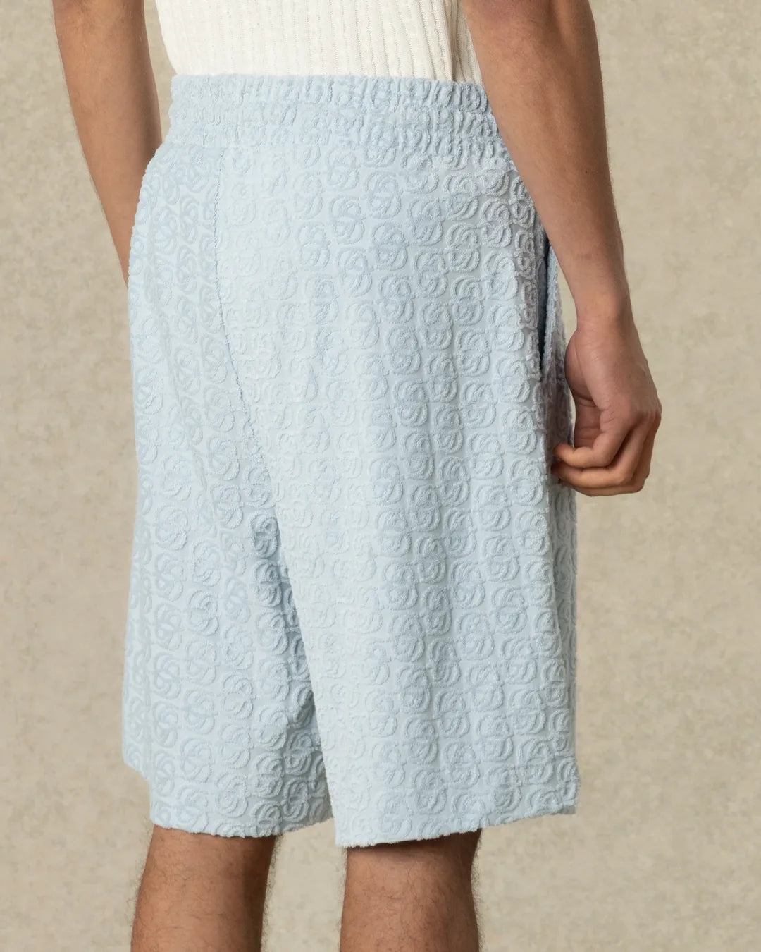 Drôle De Monsieur Monogram Shorts Blau Frottee Baumwolle