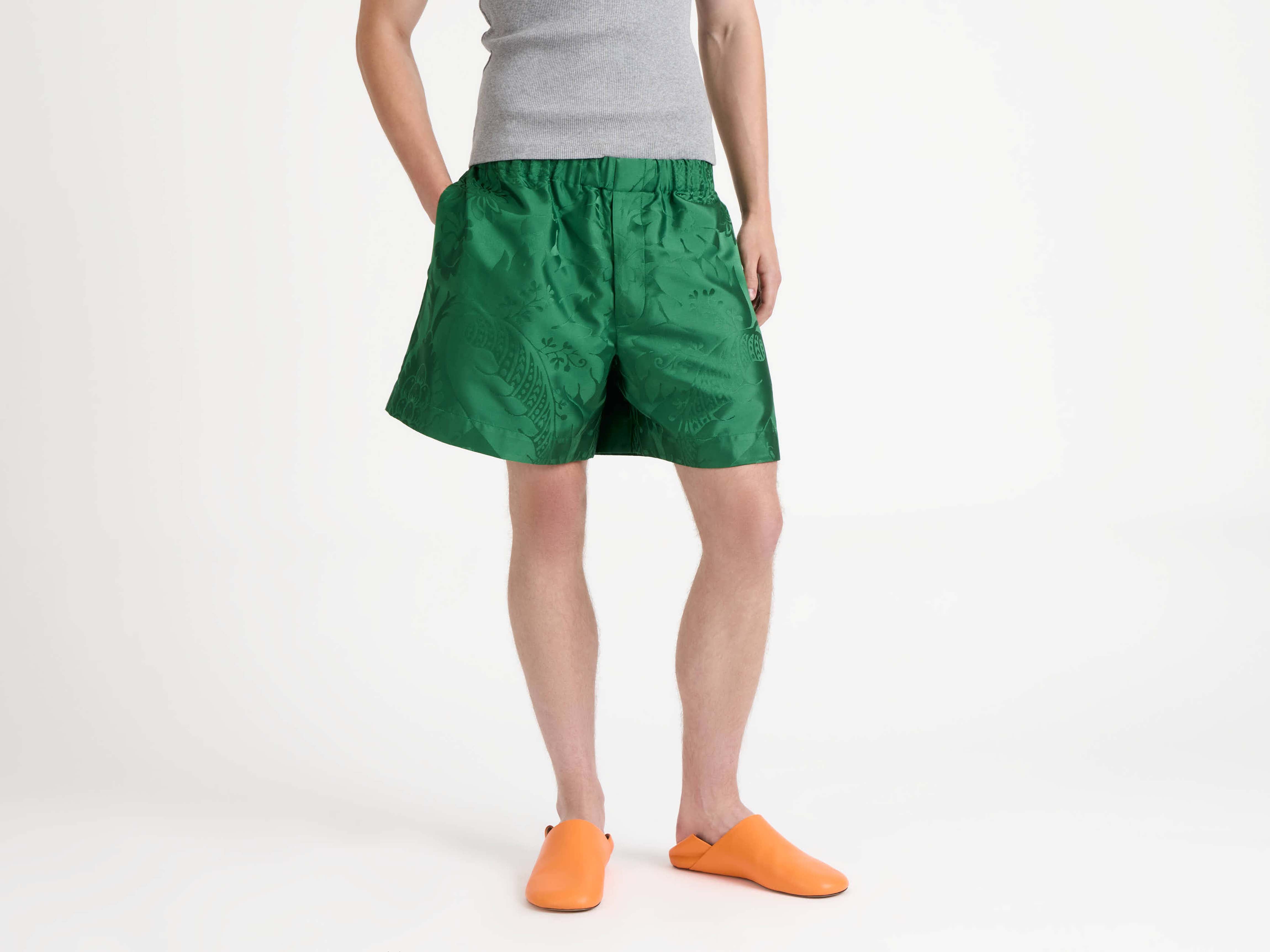 J.W.Anderson Damask Shorts Seide Herren Emerald