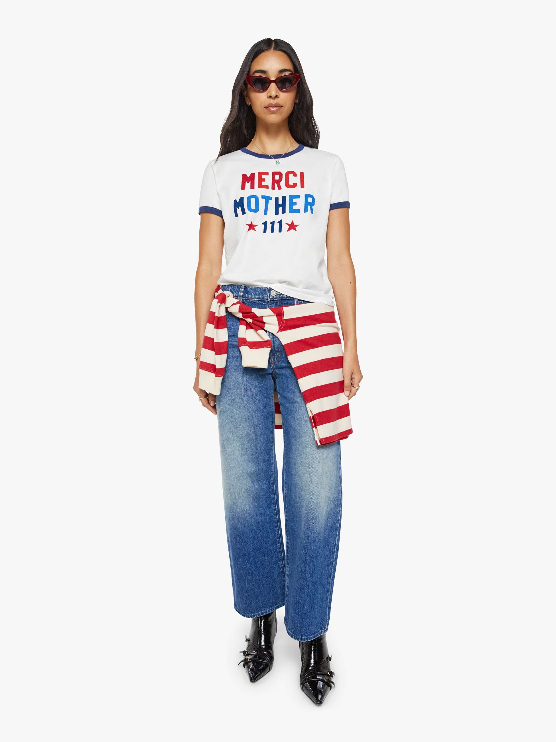 Mother Lil Goodie Ringer T-Shirt Weiß Supima Champions