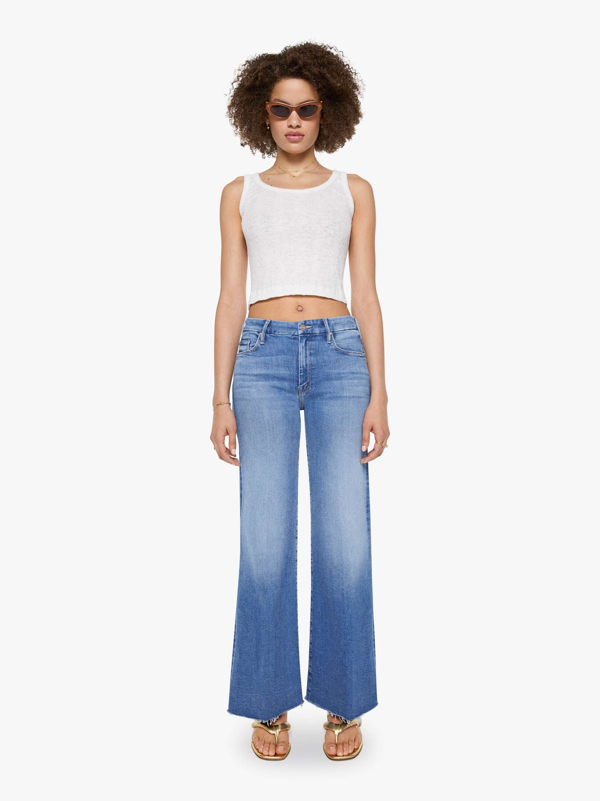 Mother The Roller Fray Fan Favorite Jeans Mittelblau Stretch