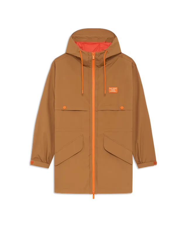 Drôle De Monsieur Slogan Windbreaker Parka Jacke Braun Polyester