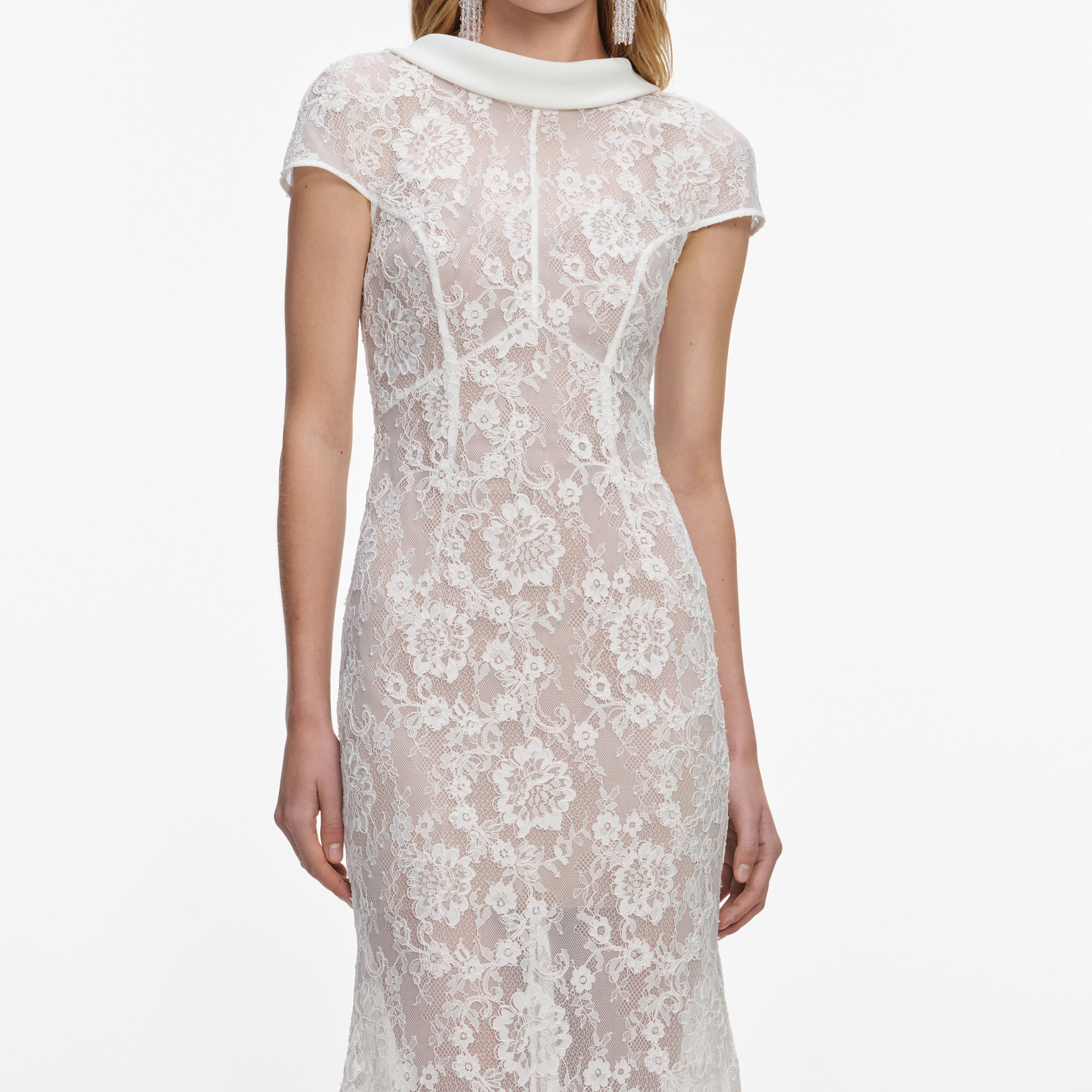 Self Portrait Lace Maxi Kleid weiß Spitze Braut