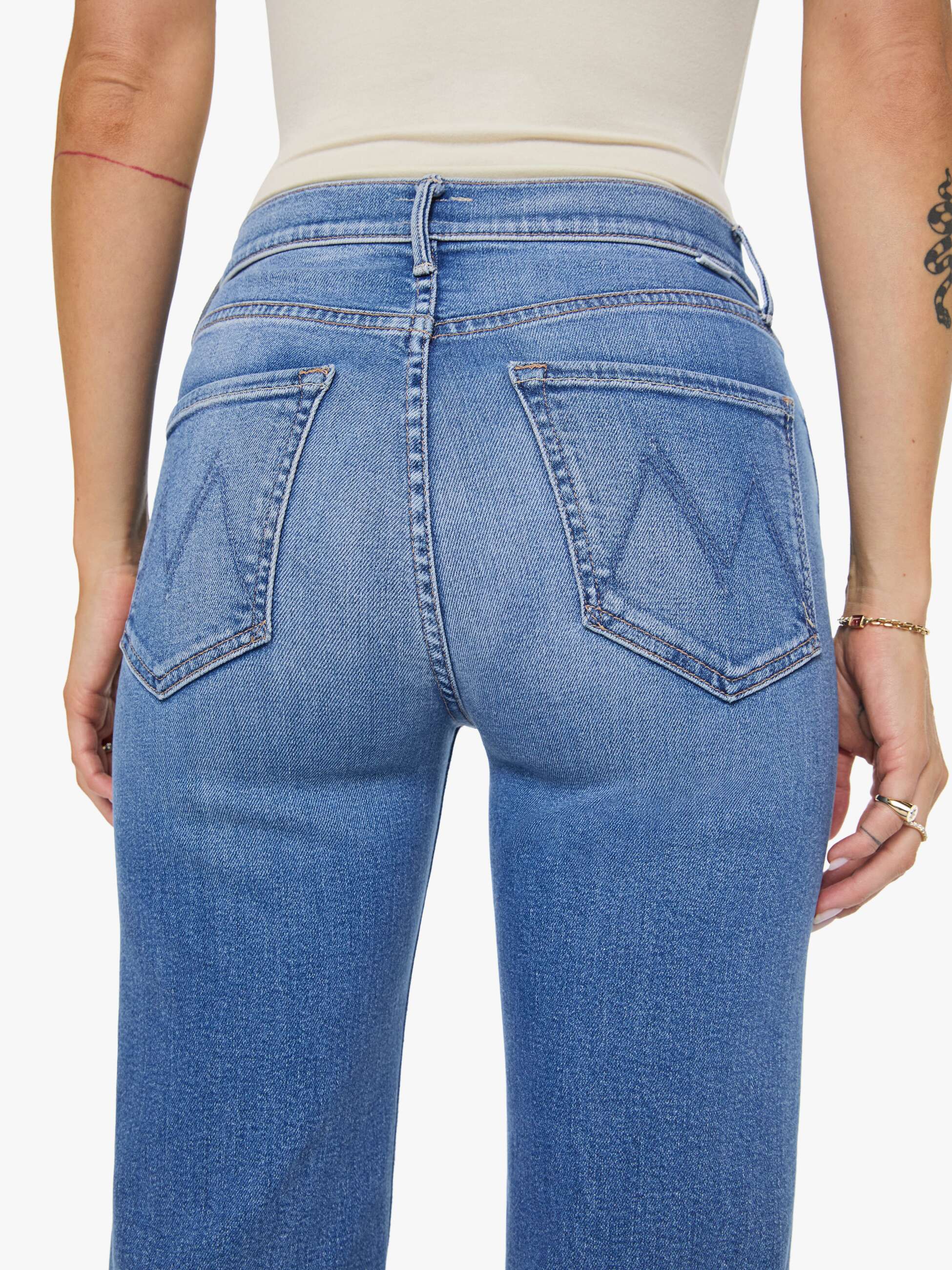Mother The Kick It Jeans Fan Favorite mittelblau Stretch