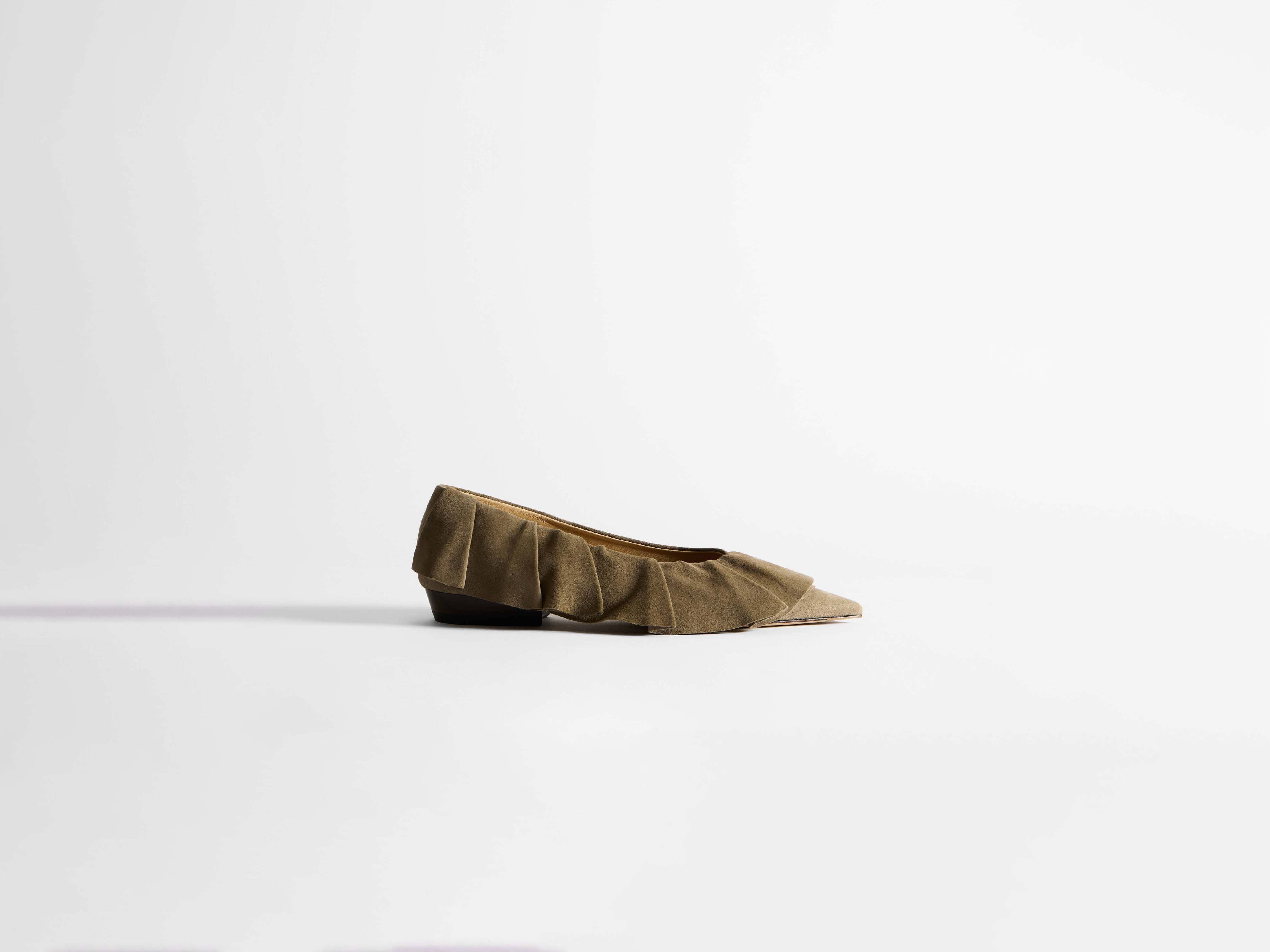 J.W.Anderson Ruffle Ballerina Ballerinas Grau Ziegenvelours