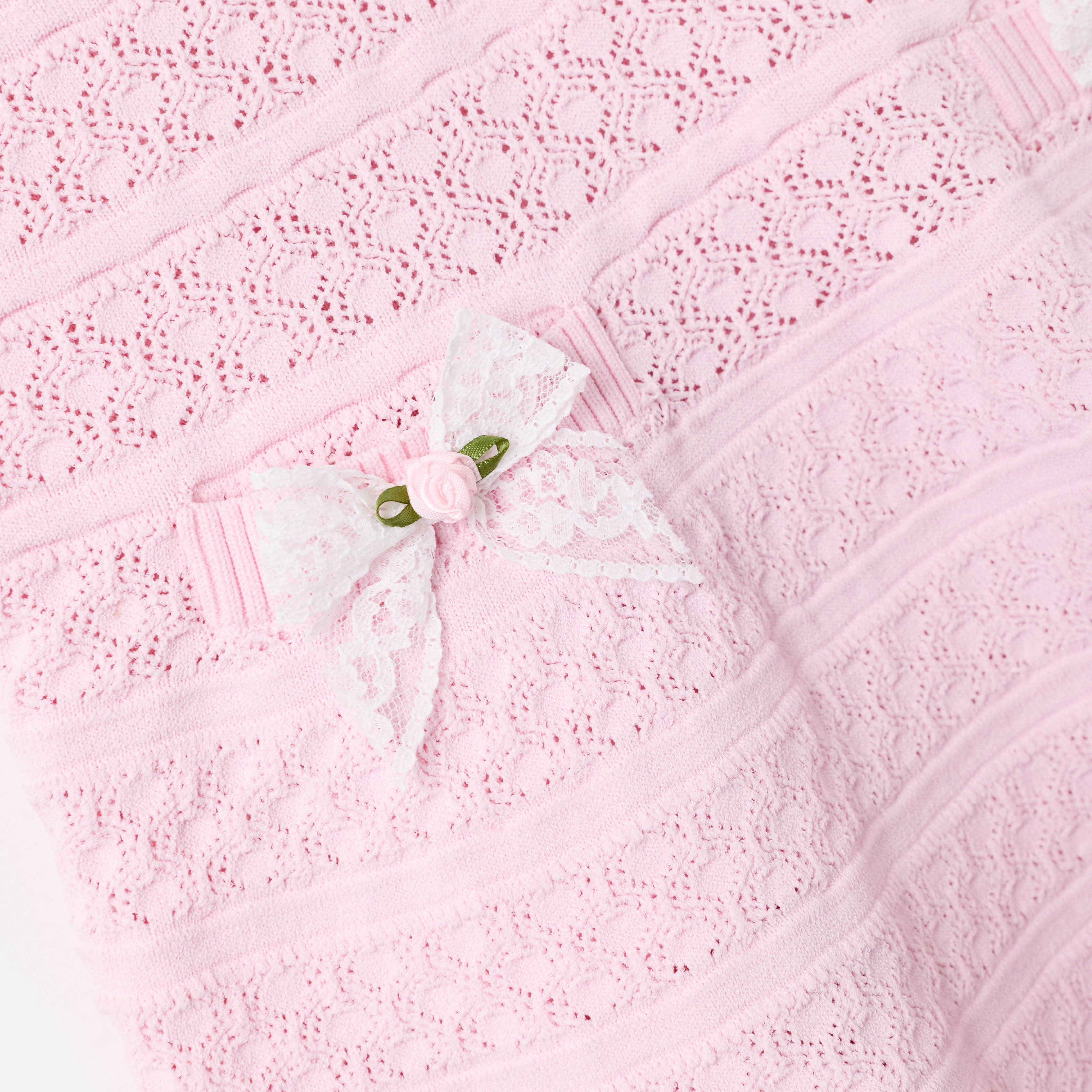 Self Portrait Pink Lace Bow Knit Kinderkleid Rosa