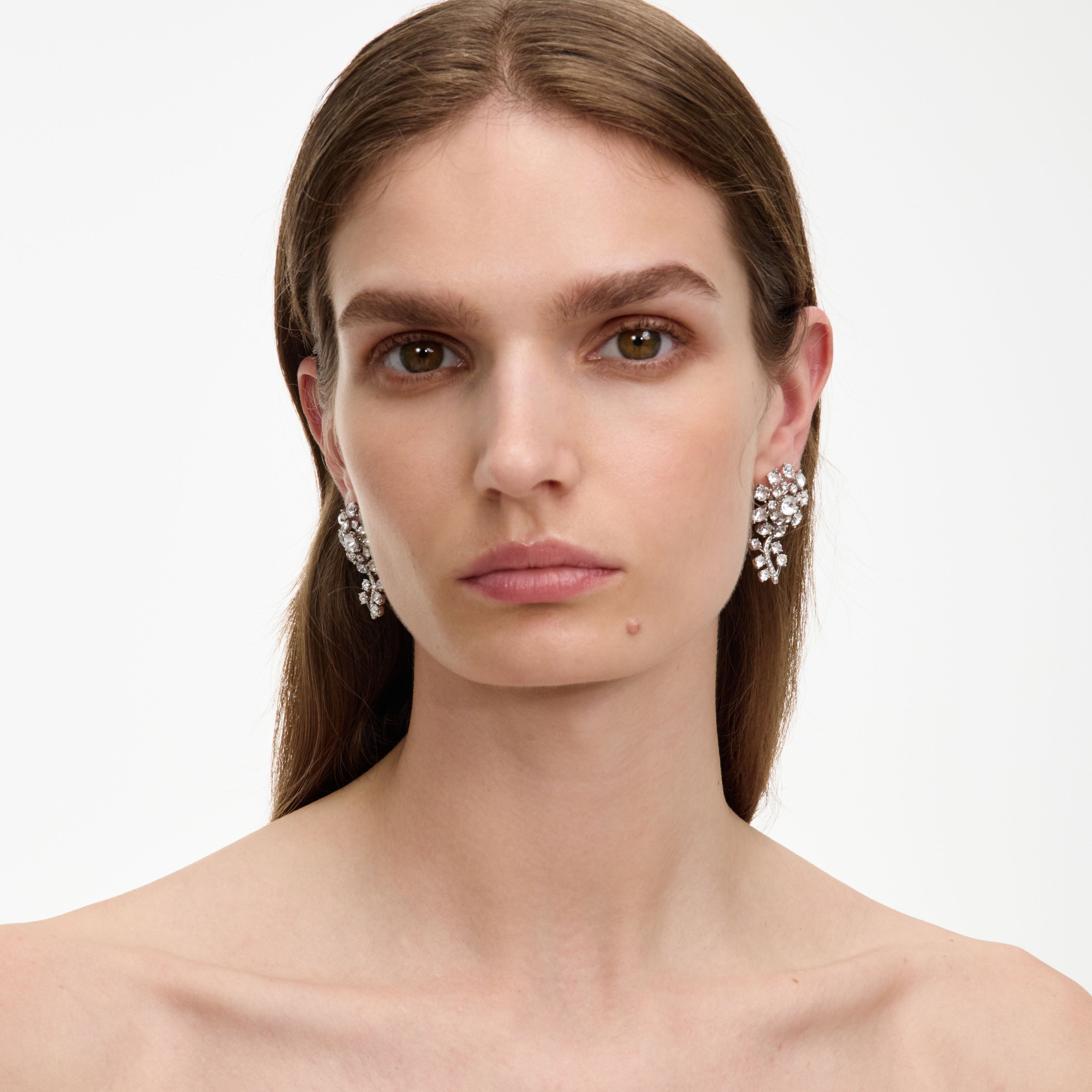 Self Portrait Small Silver Flower Crystal Ohrringe Silber