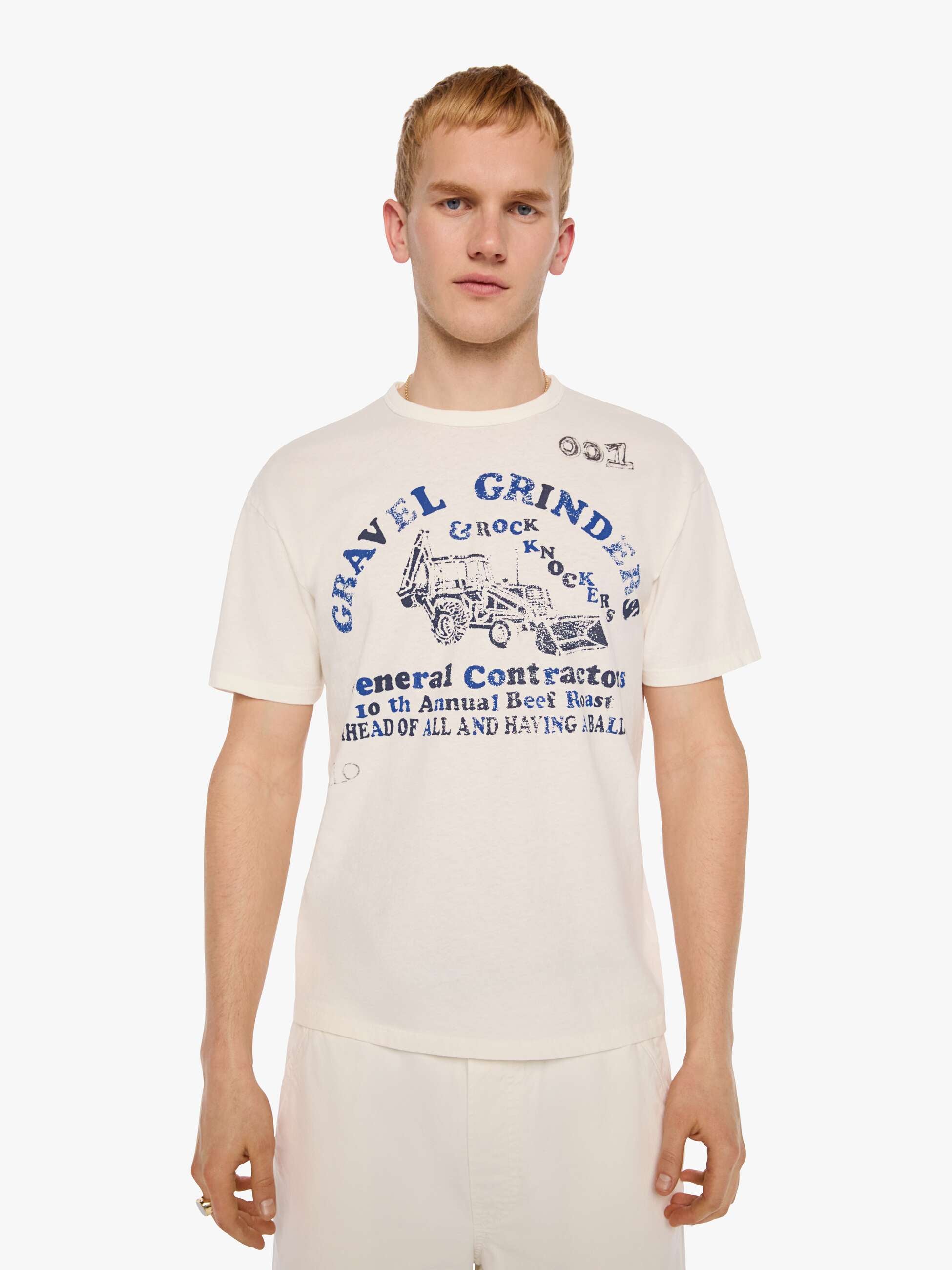 Mother The Lowdown T-Shirt Gravel Grinder Weiss Baumwolle