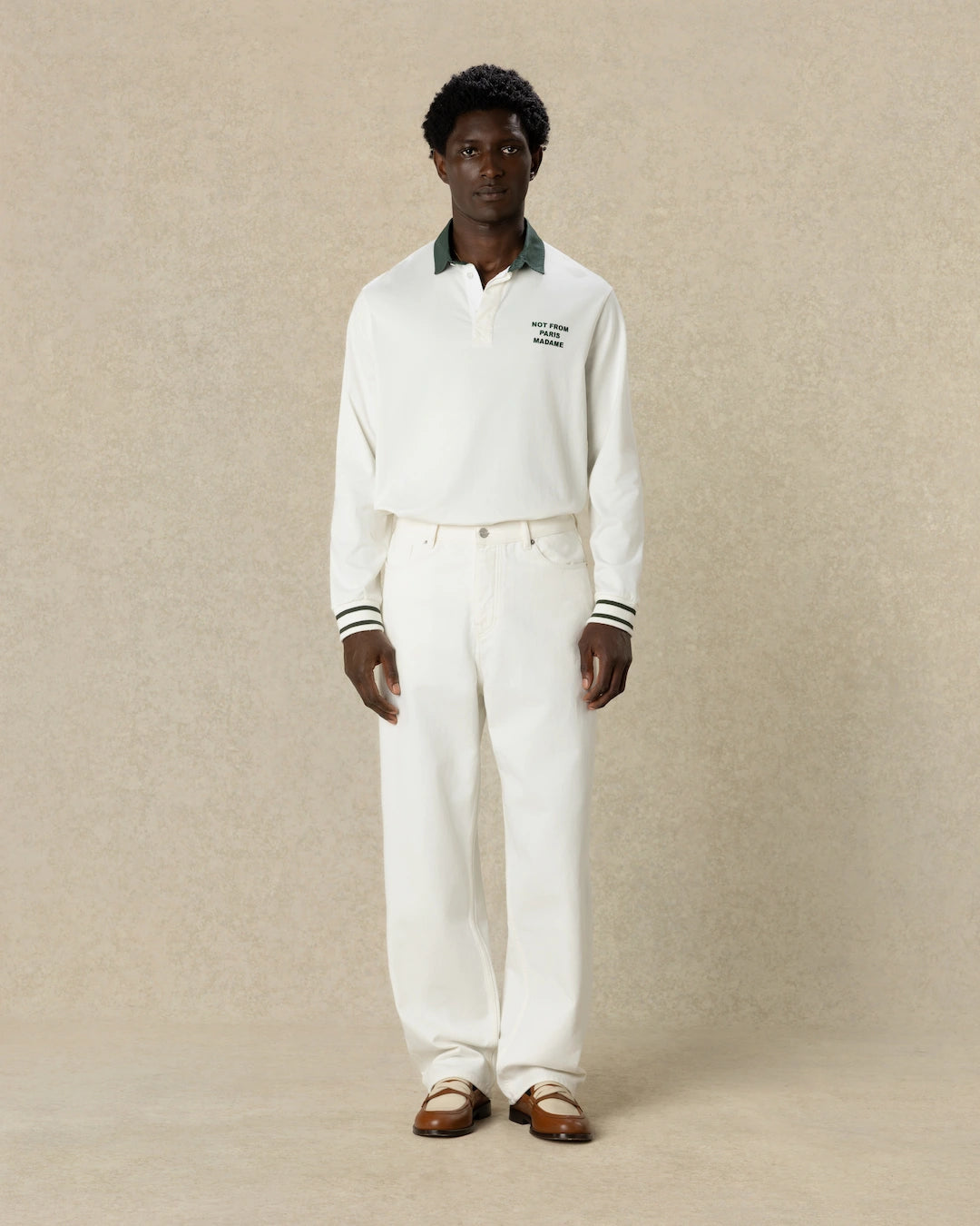 Drôle De Monsieur Slogan Longsleeve Polo Poloshirt Off-White