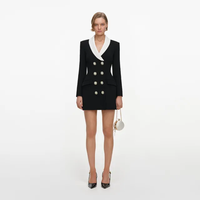 Self Portrait Blazer Mini Kleid Schwarz Tailliert
