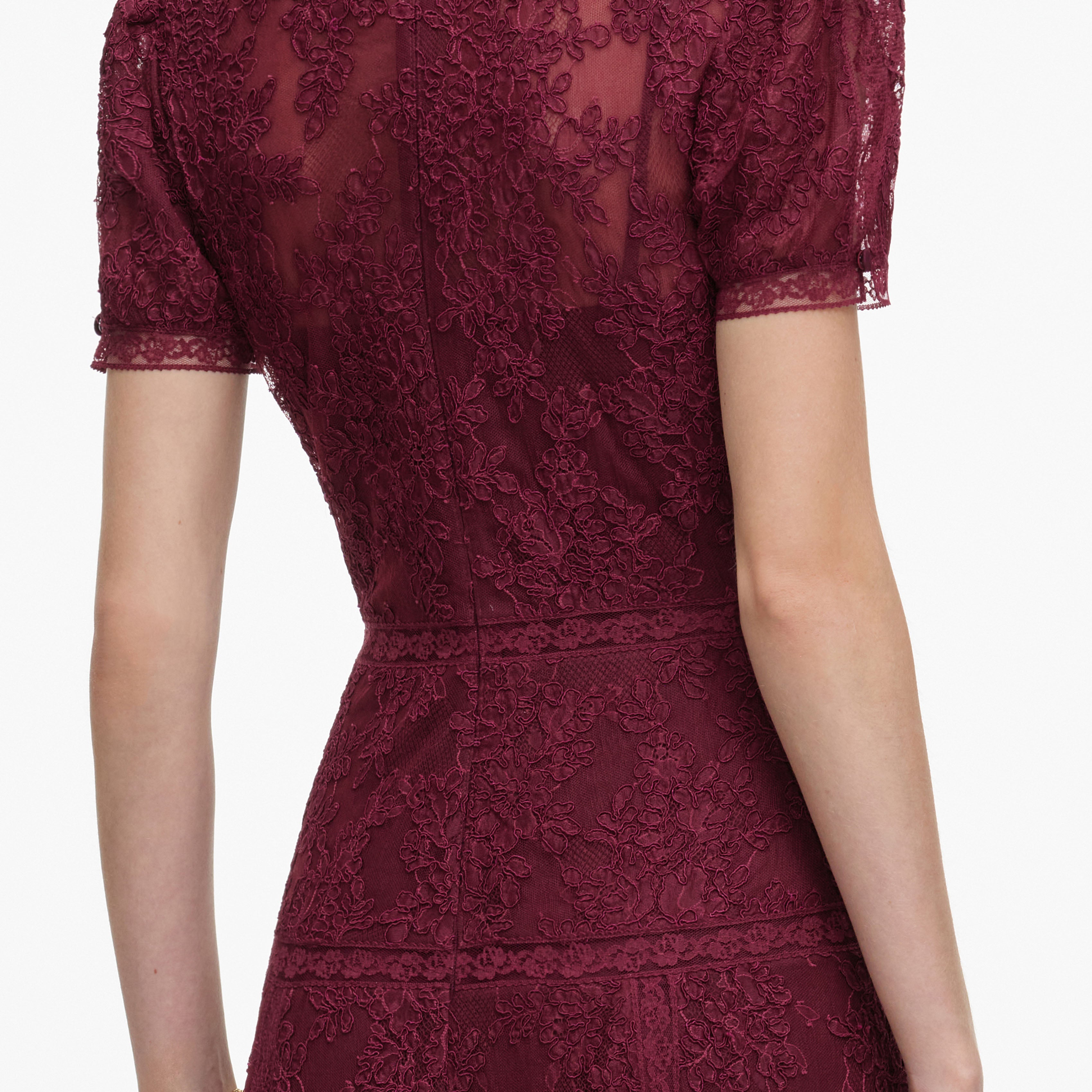 Self Portrait Dresses Burgundy Lace Midi Dress Bordeaux Spitze