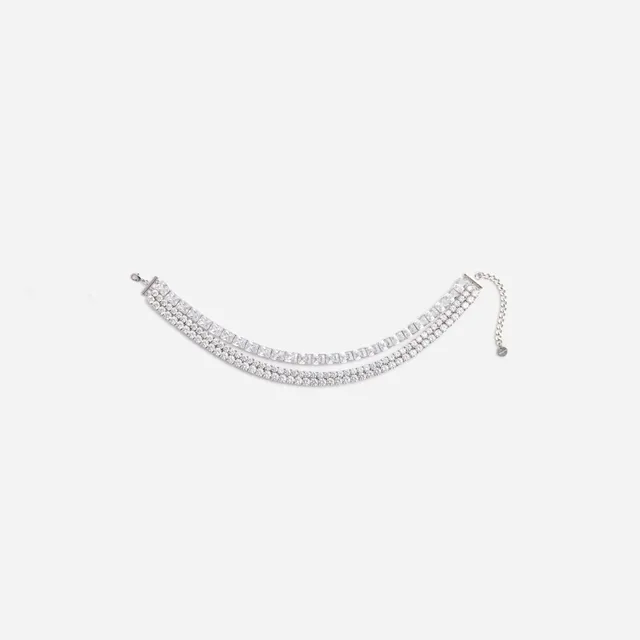Self Portrait Multi Crystal Choker Multi Silber