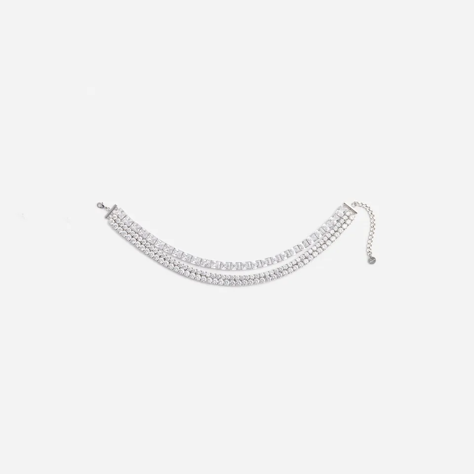 Self Portrait Multi Crystal Choker Multi Silber